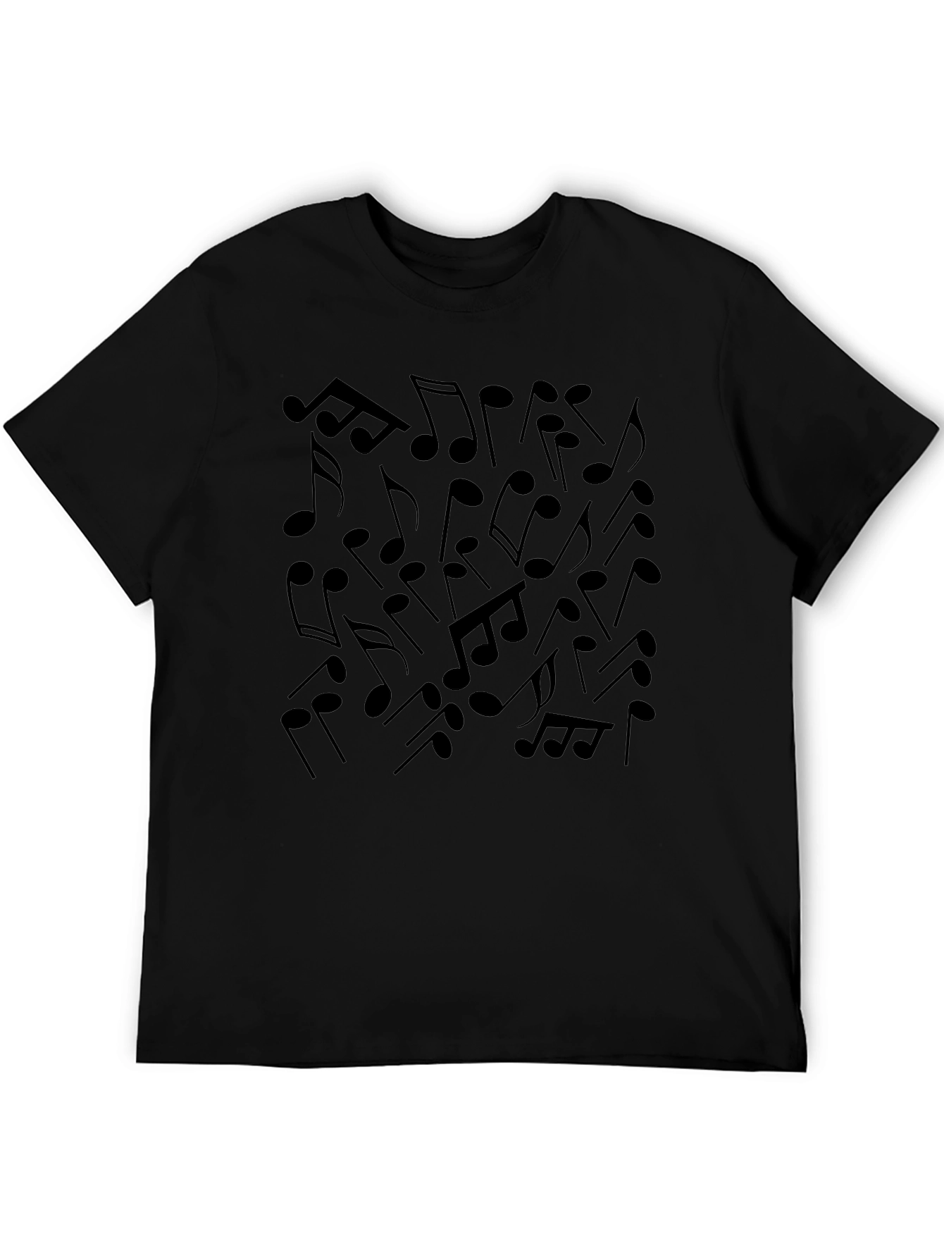 Musical Notes Graphic Tee - Black Cotton Blend