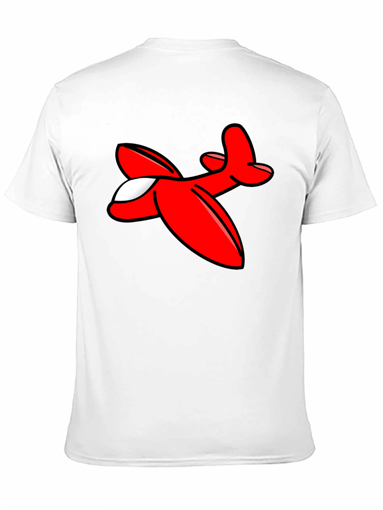 Cartoon Airplane Graphic Tee - Black Cotton T-Shirt