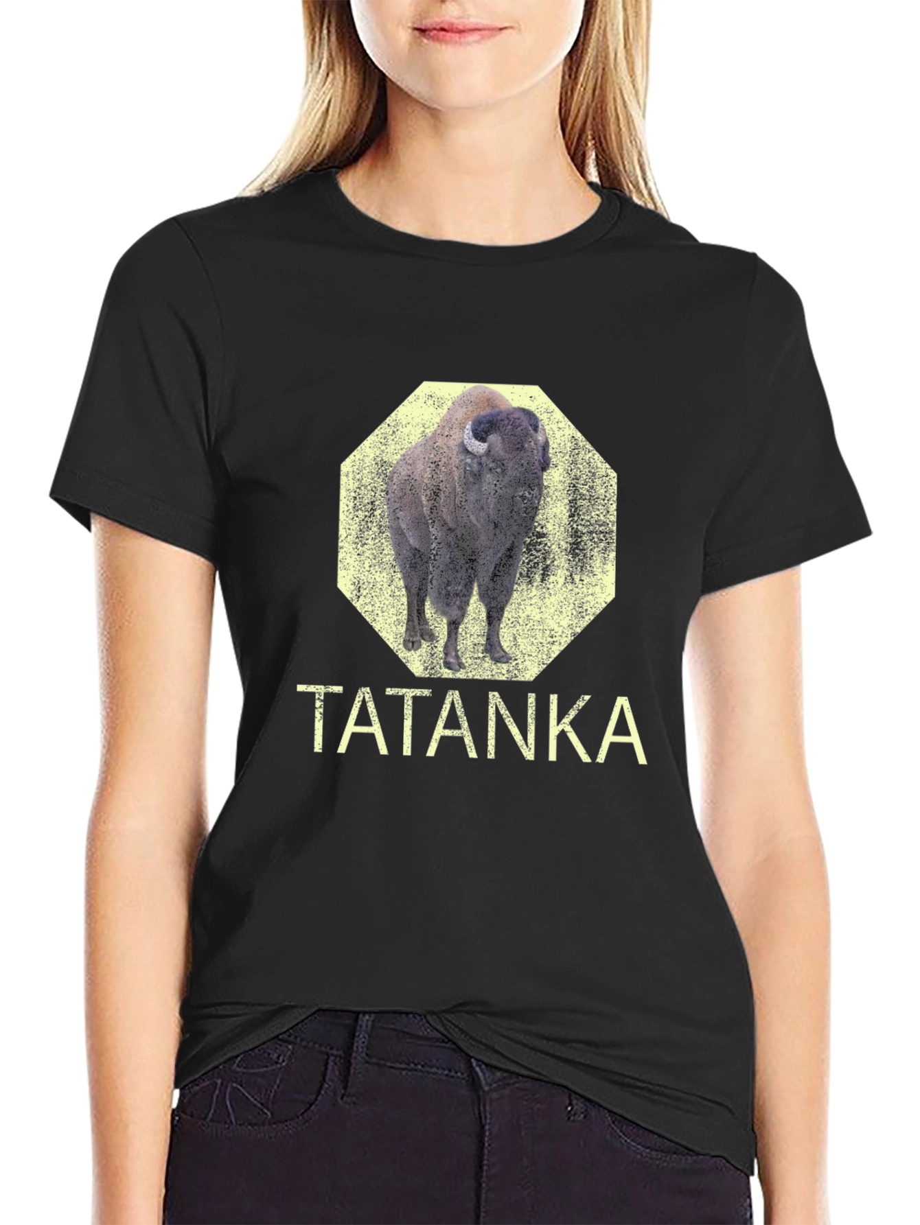 Tatanka Bison Graphic Tee - Black Cotton T-Shirt