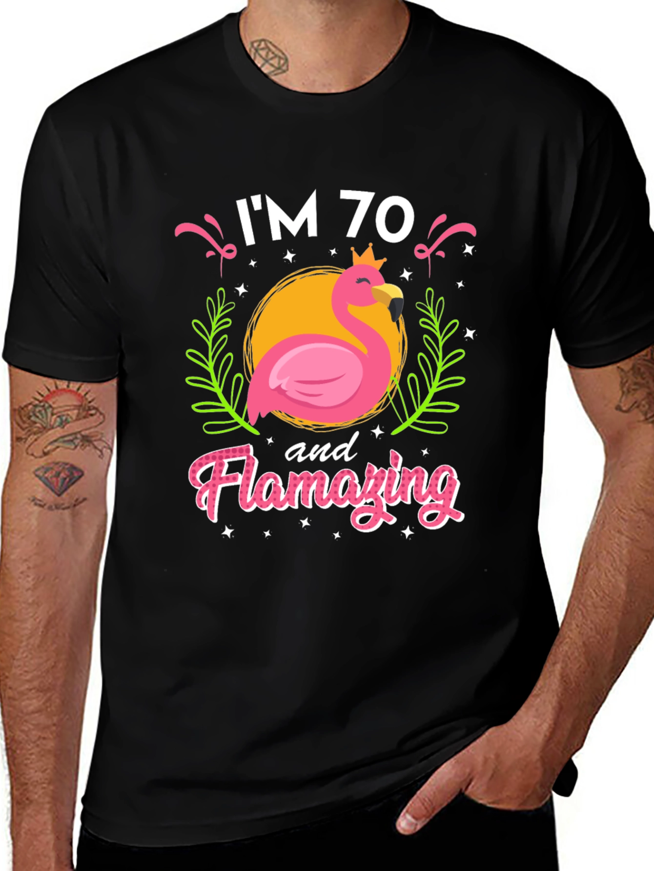 Flamazing 70th Birthday T-Shirt - Flamingo Design