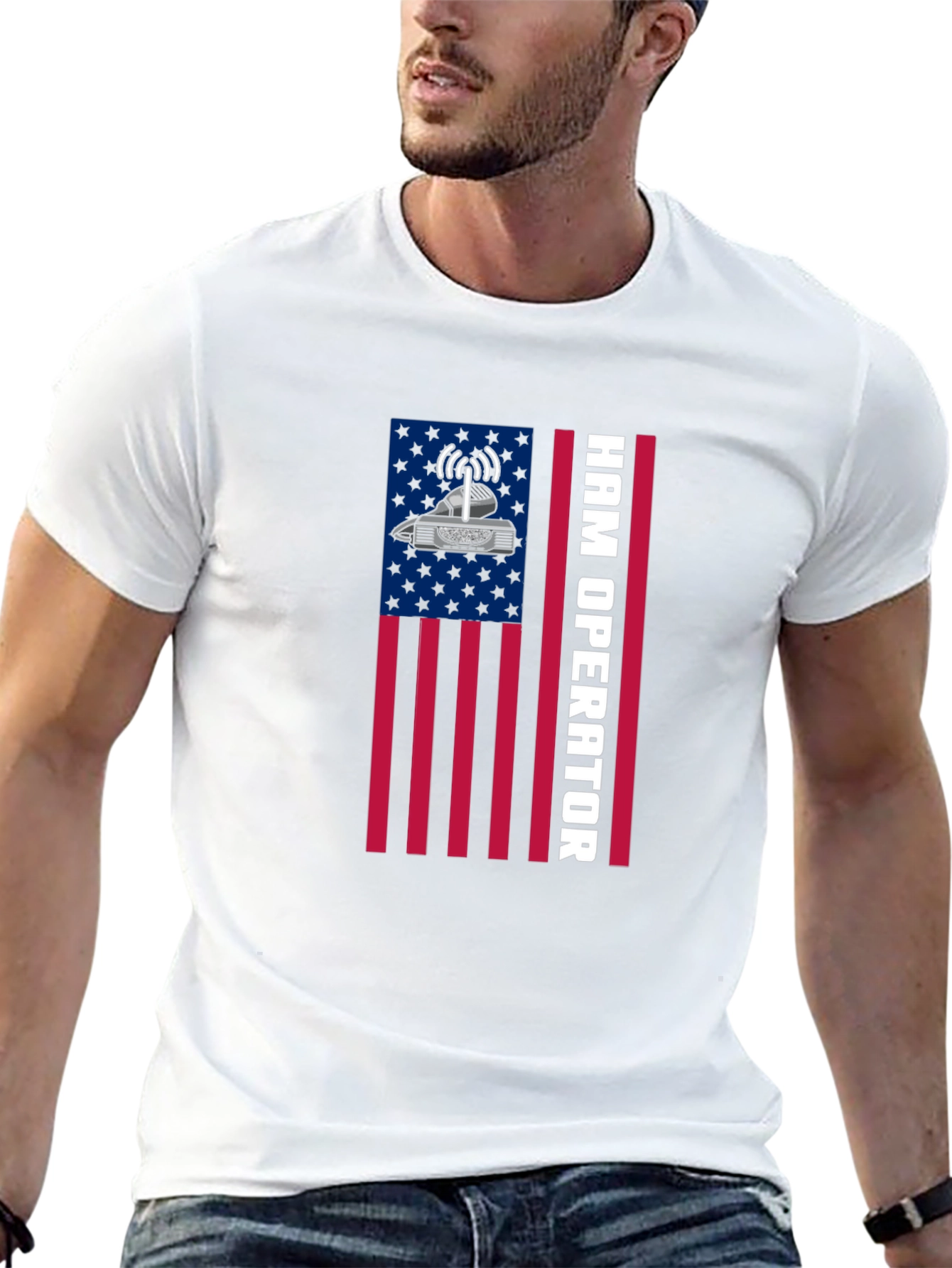 Ham Radio Operator T-Shirt - American Flag Design