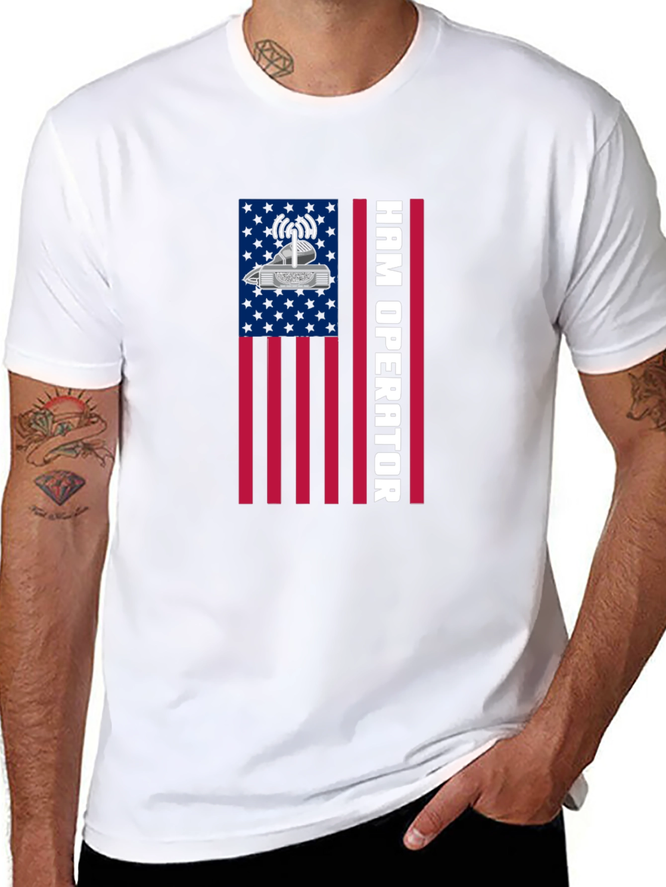 Ham Radio Operator T-Shirt - American Flag Design