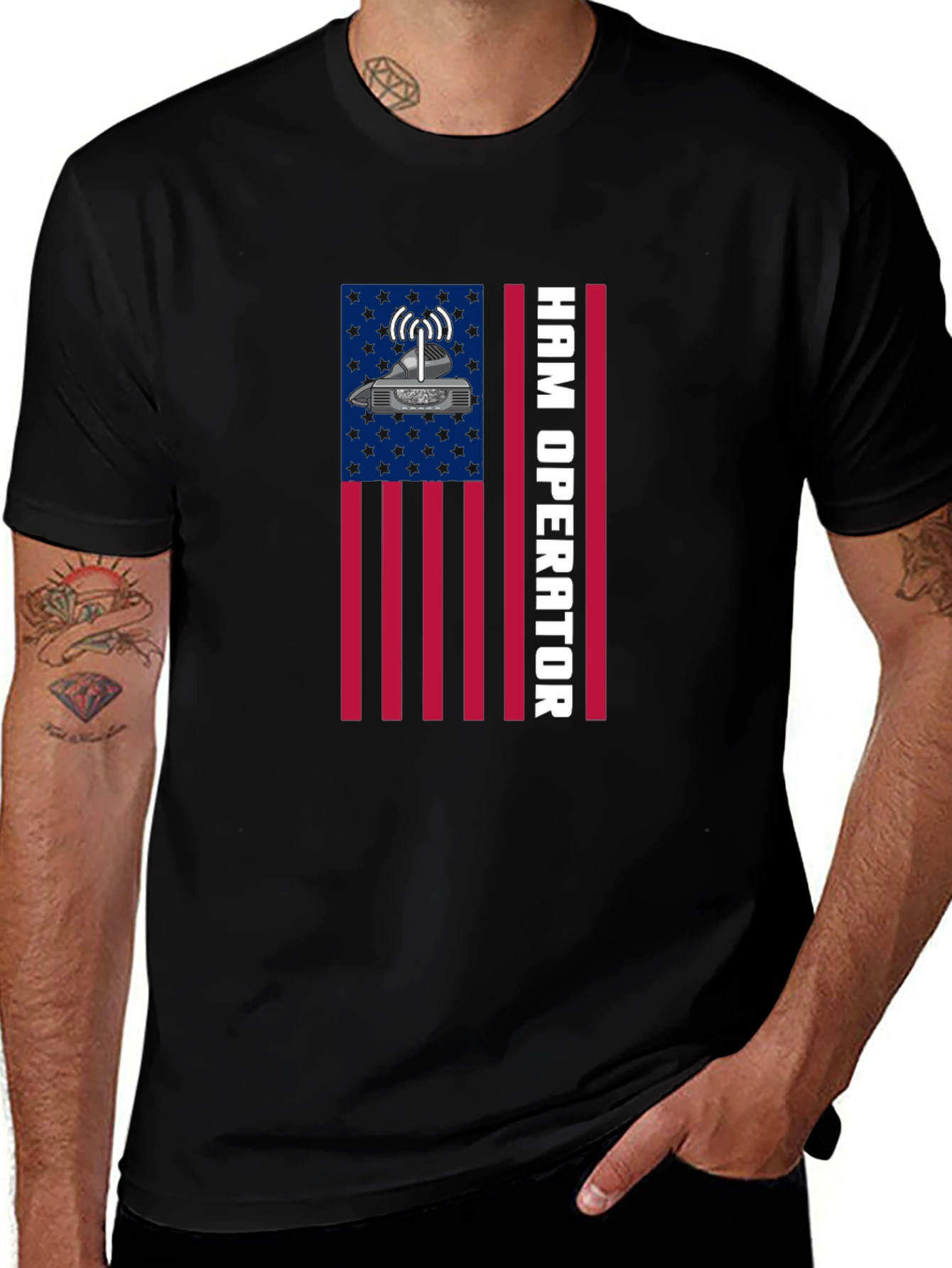 Ham Radio Operator T-Shirt - American Flag Design