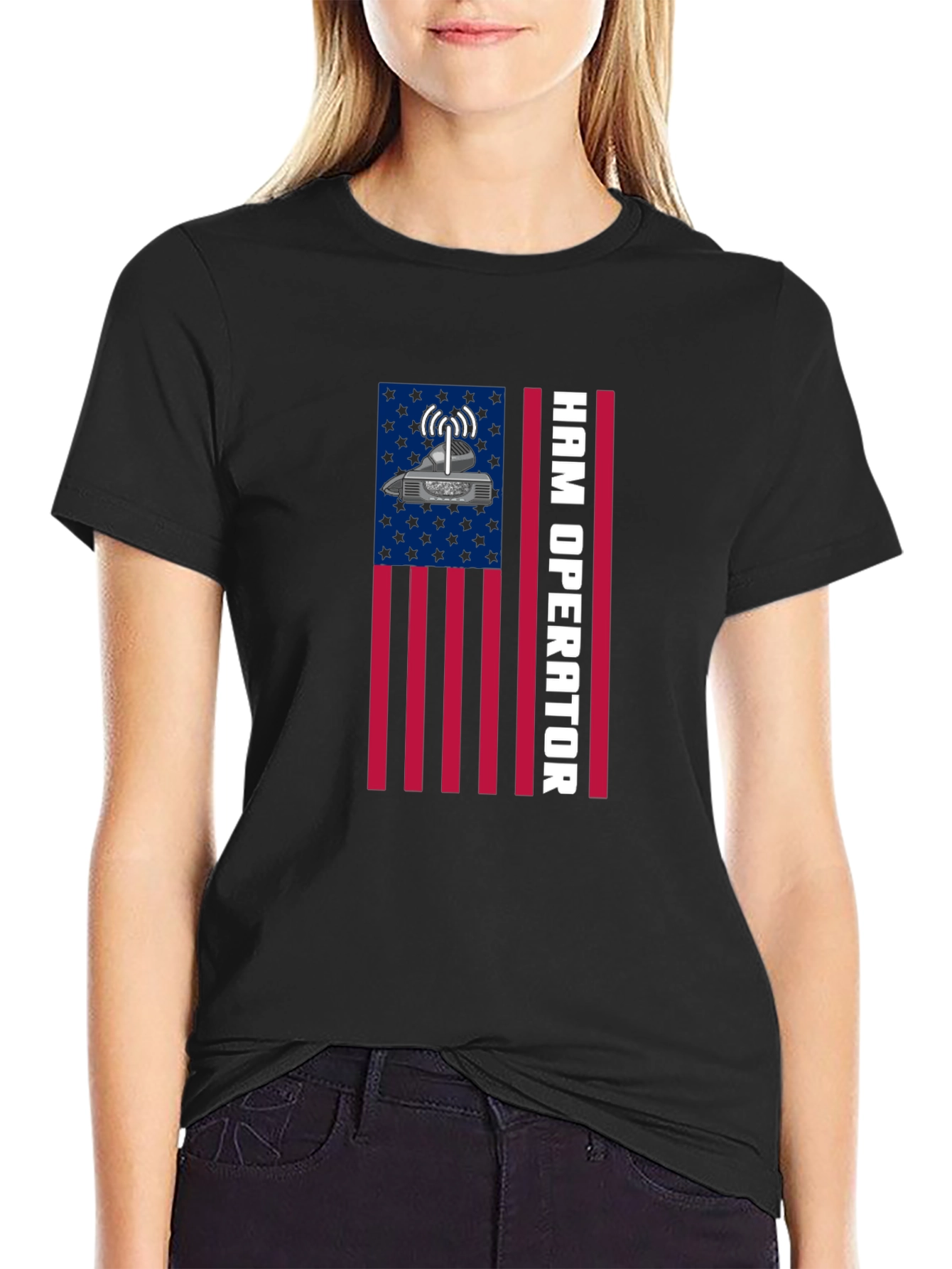Ham Radio Operator T-Shirt - American Flag Design