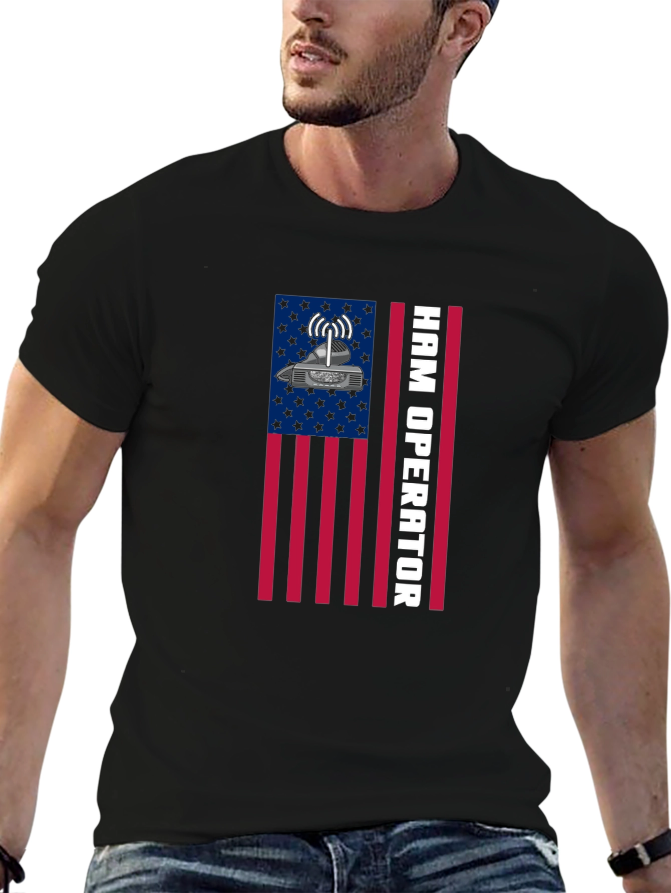 Ham Radio Operator T-Shirt - American Flag Design