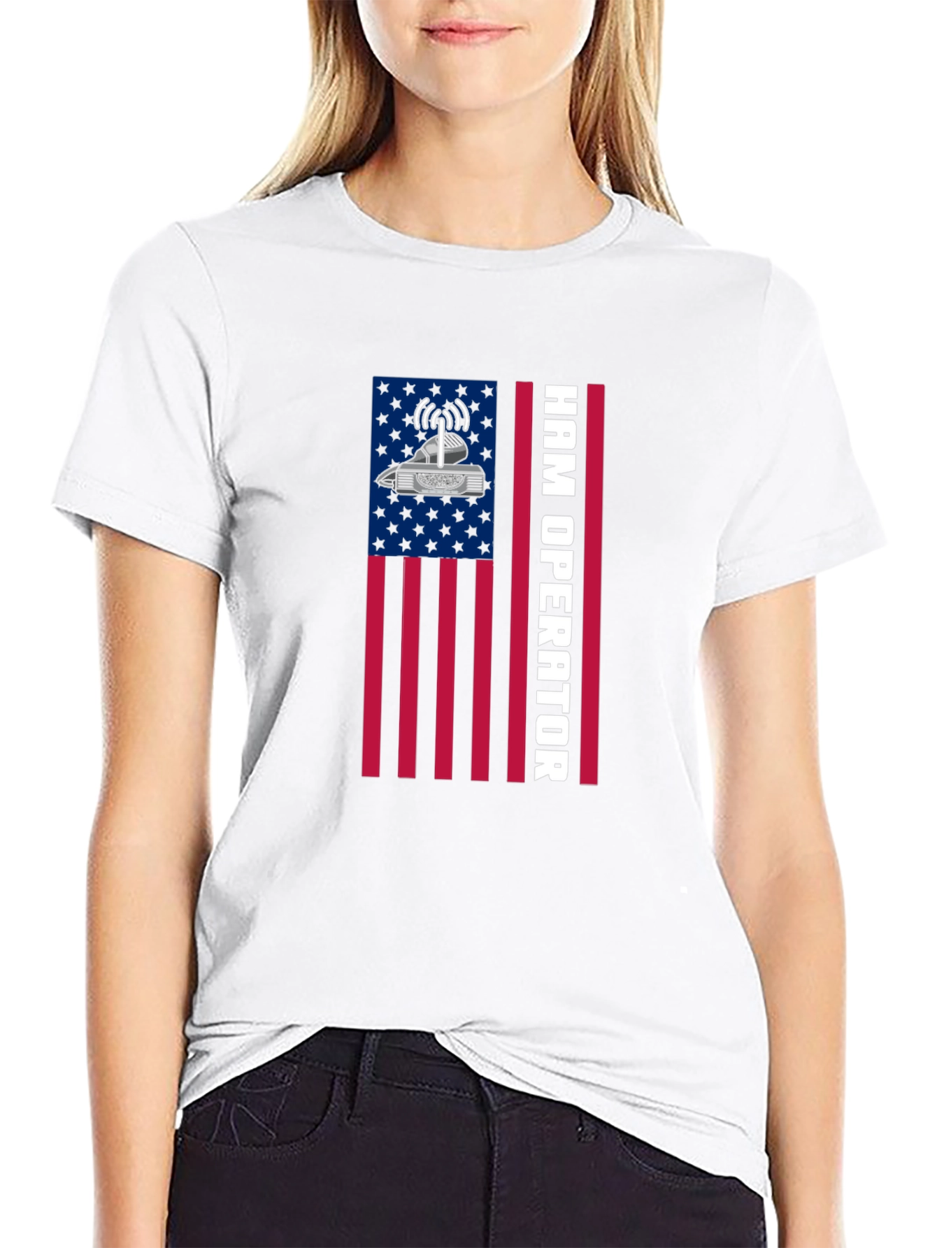 Ham Radio Operator T-Shirt - American Flag Design