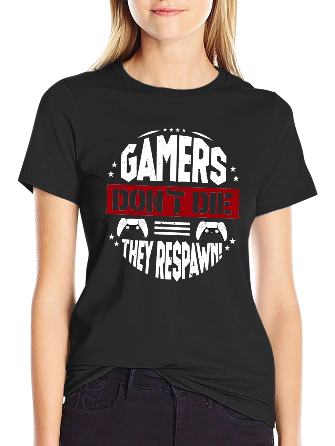 Gamers Dont Die They Respawn Black T-Shirt