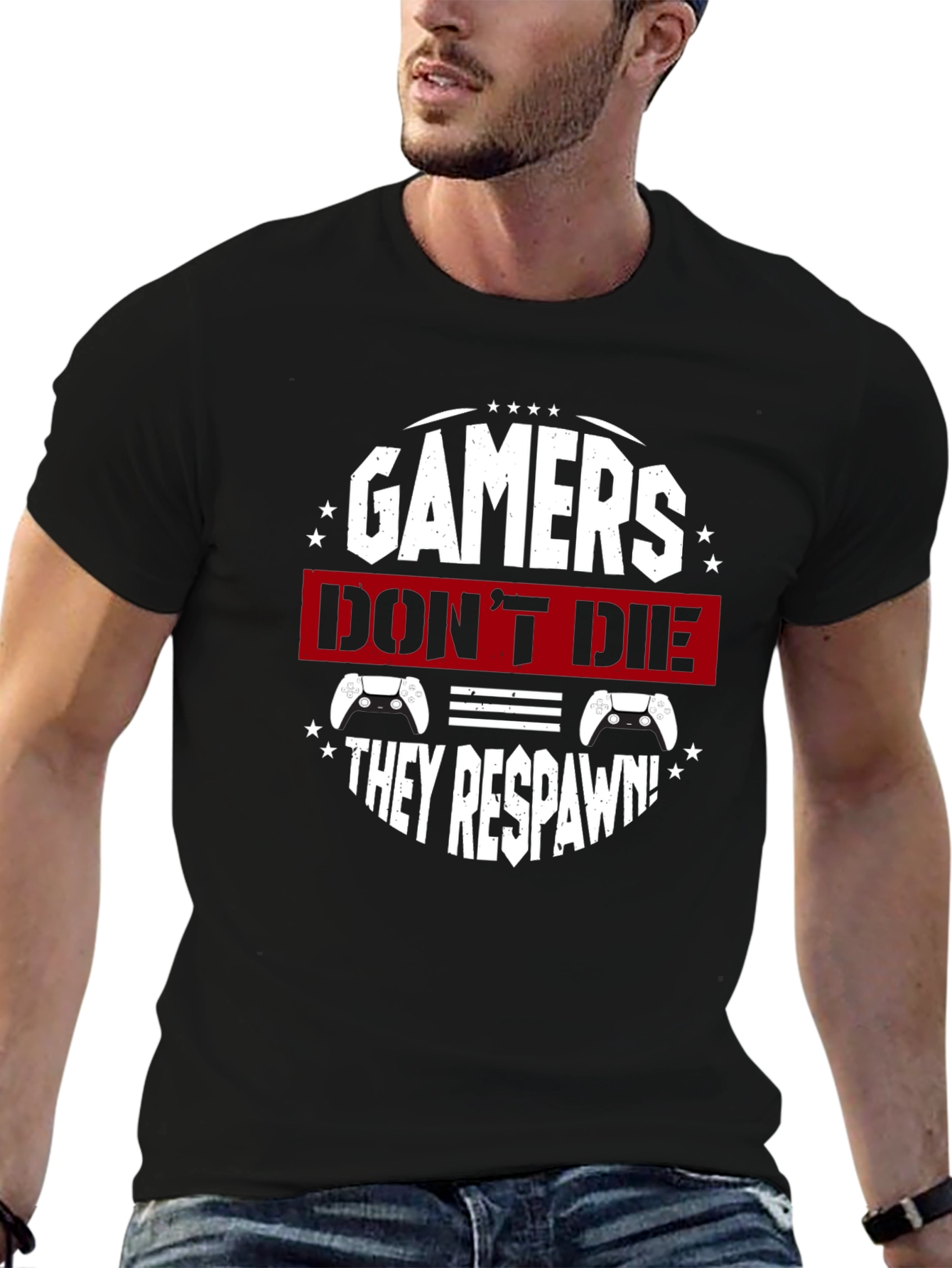 Gamers Dont Die They Respawn Black T-Shirt