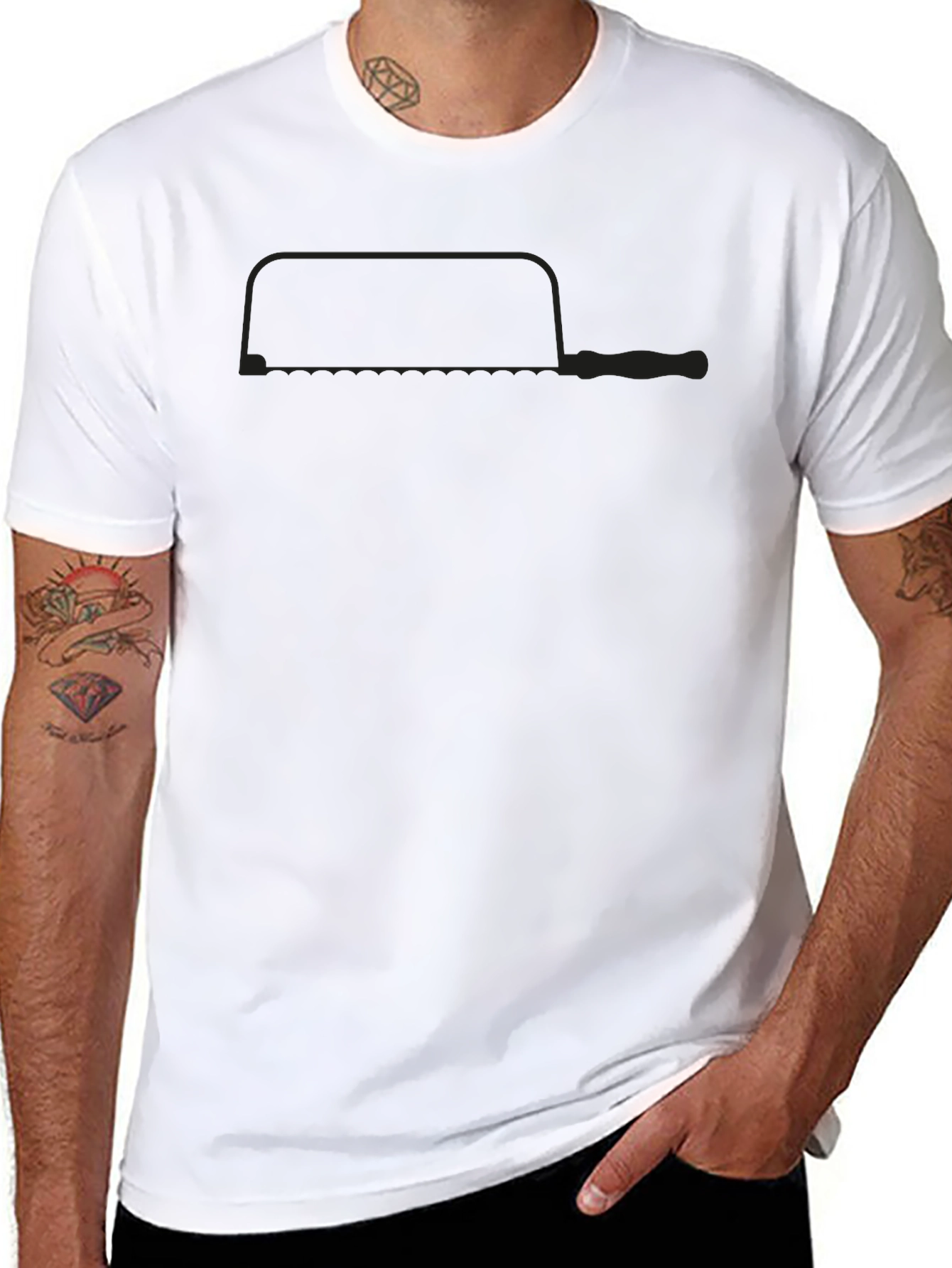 Black T-Shirt with Saw Graphic