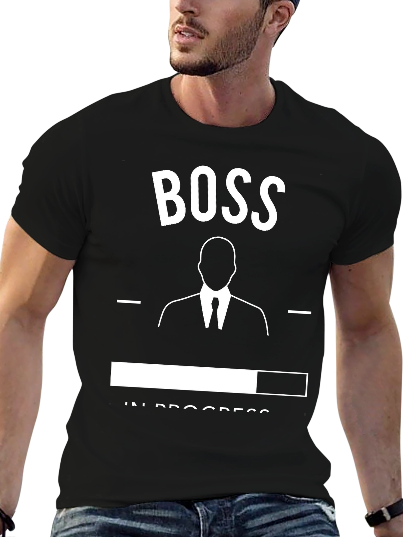 Boss In Progress T-Shirt - Black Graphic Tee