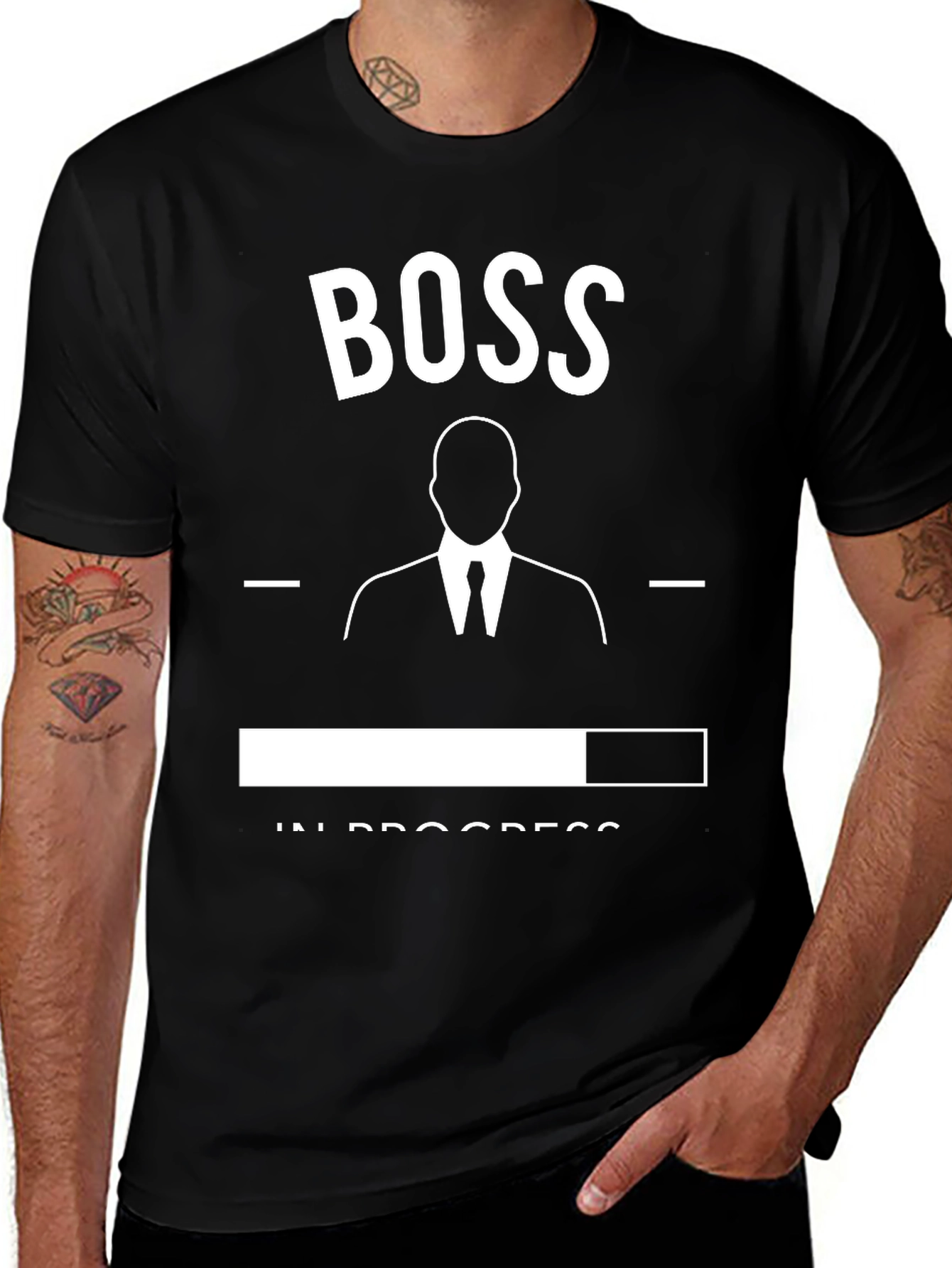 Boss In Progress T-Shirt - Black Graphic Tee