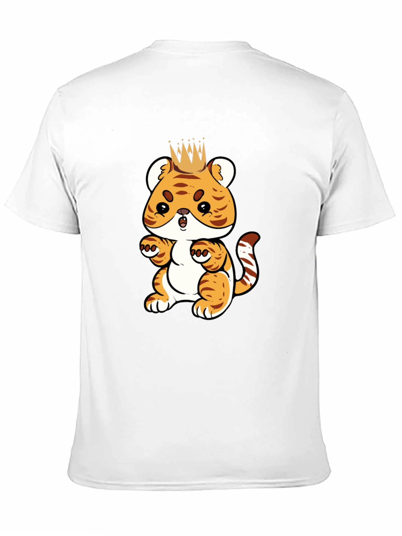 Cute Cartoon Tiger King Black T-Shirt