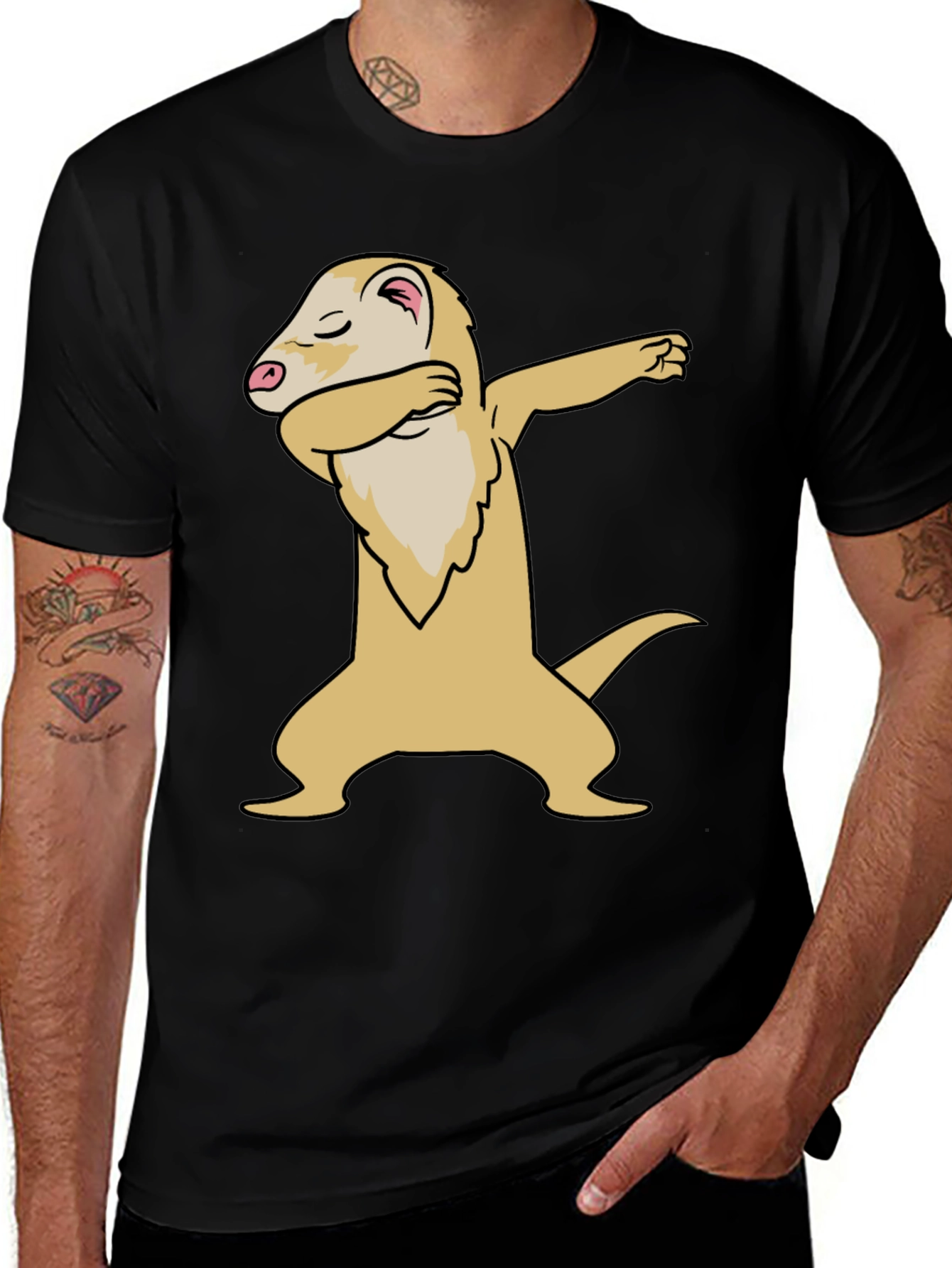 Dabbing Ferret Graphic T-Shirt - Cool Animal Tee