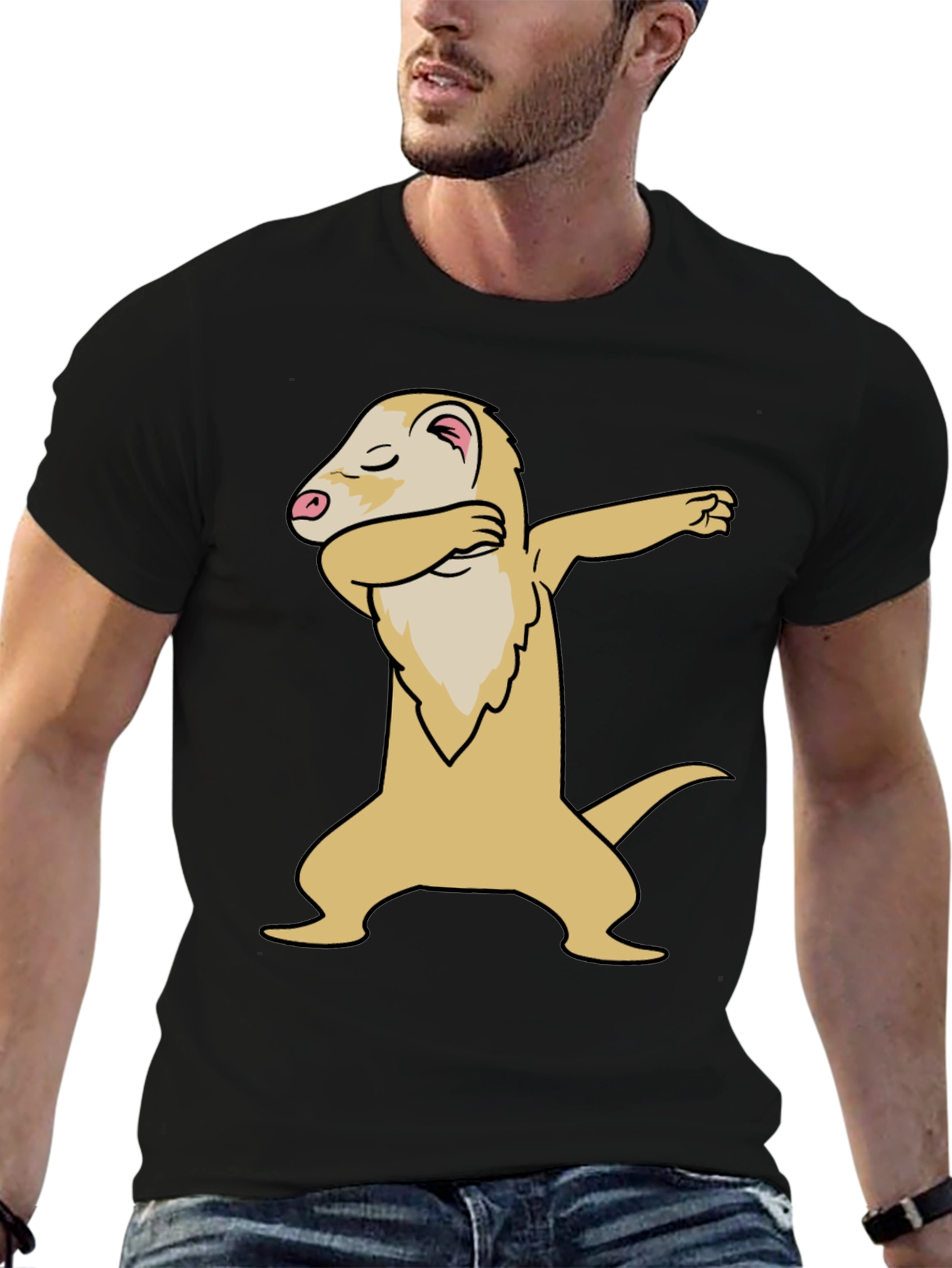 Dabbing Ferret Graphic T-Shirt - Cool Animal Tee