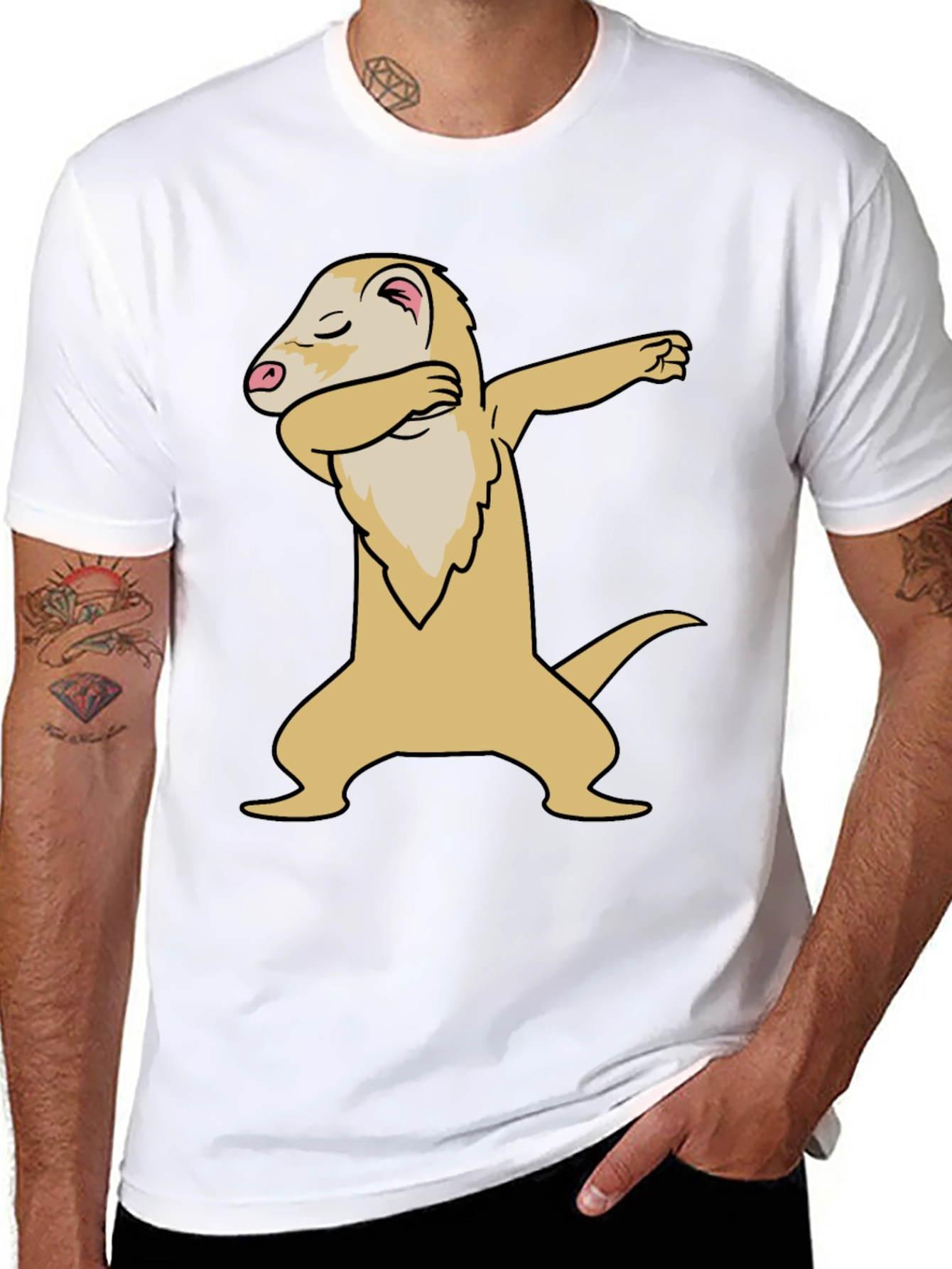 Dabbing Ferret Graphic T-Shirt - Cool Animal Tee