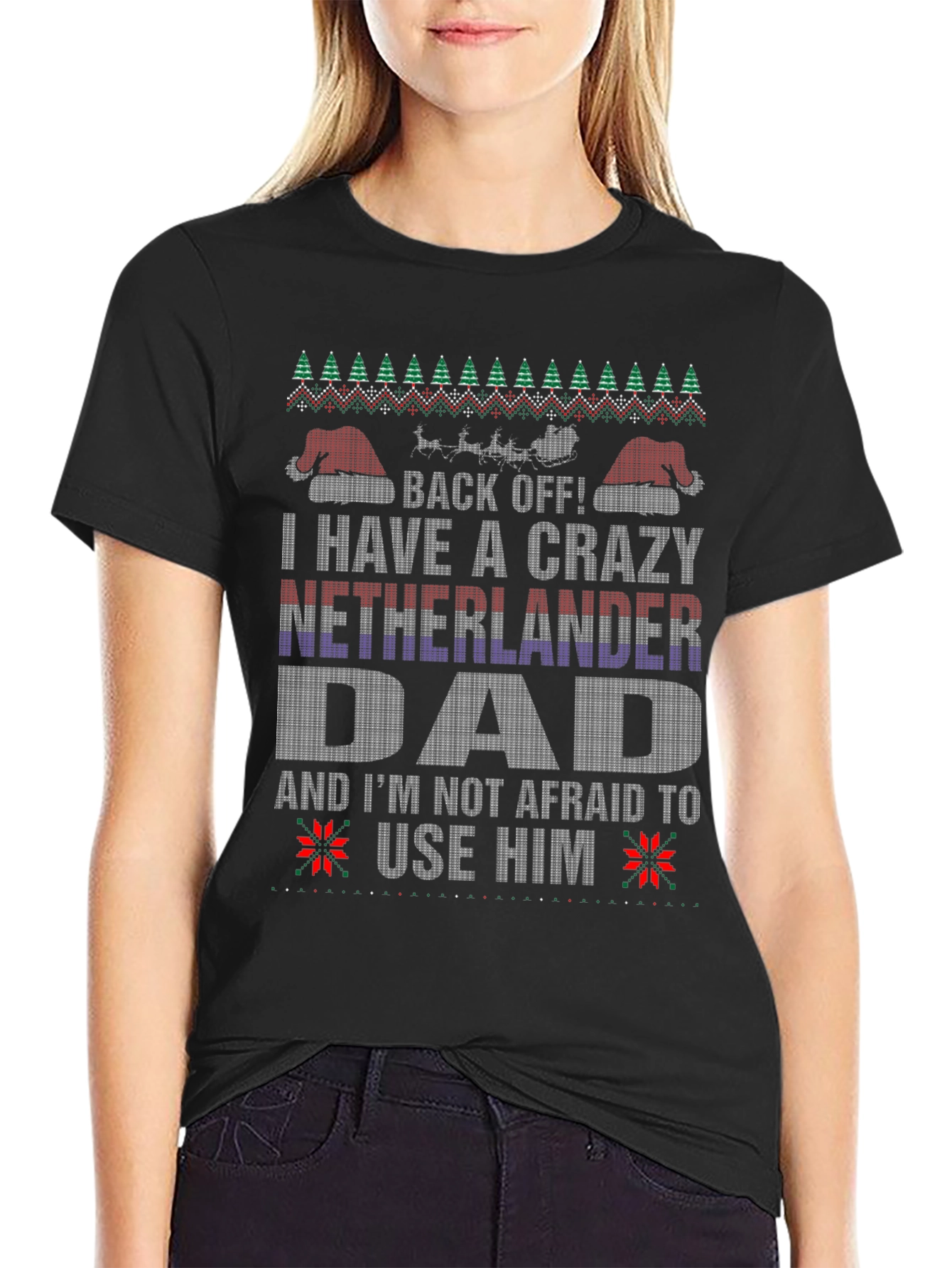 Crazy Netherlander Dad Ugly Christmas T-Shirt
