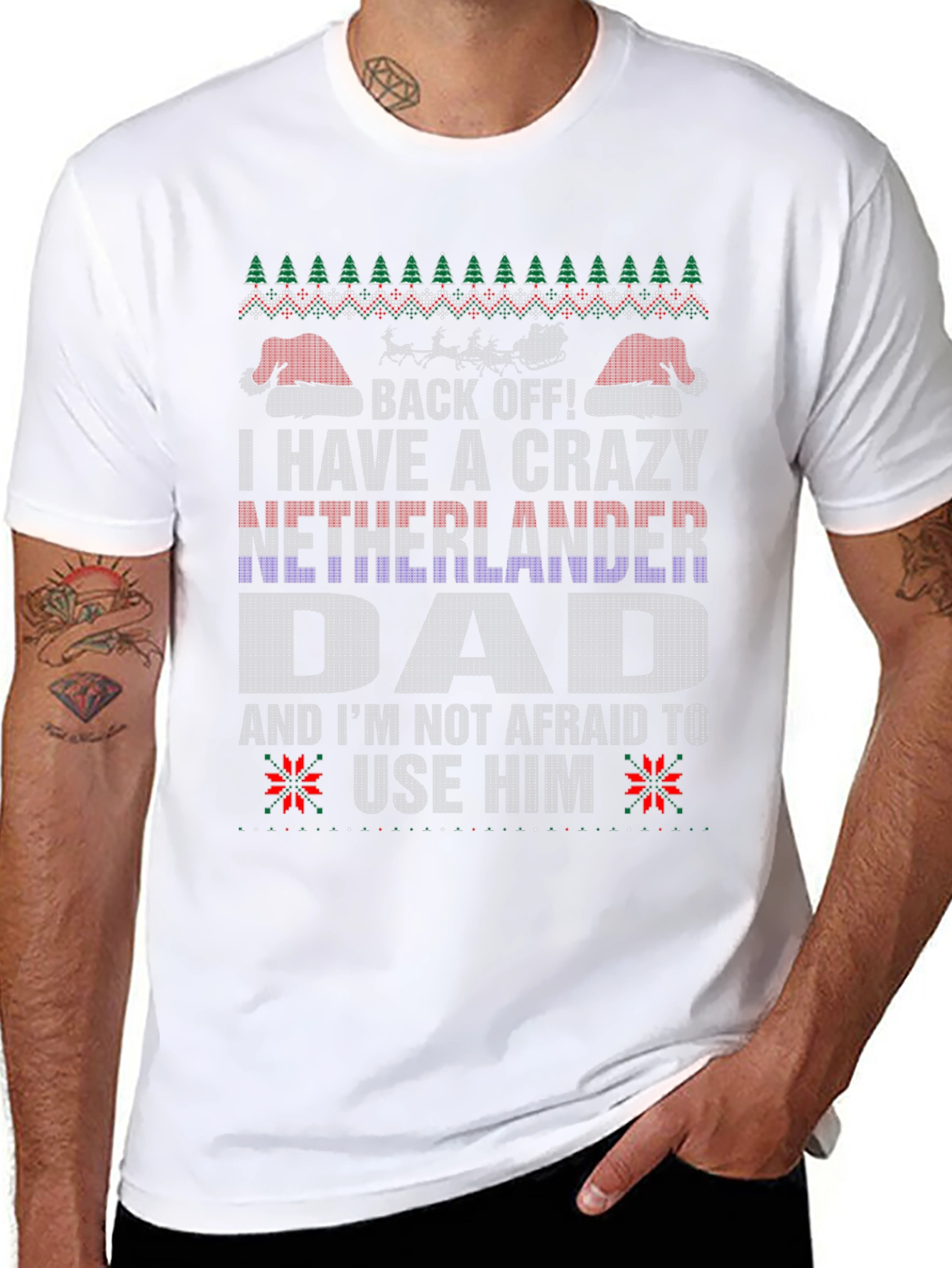 Crazy Netherlander Dad Ugly Christmas T-Shirt