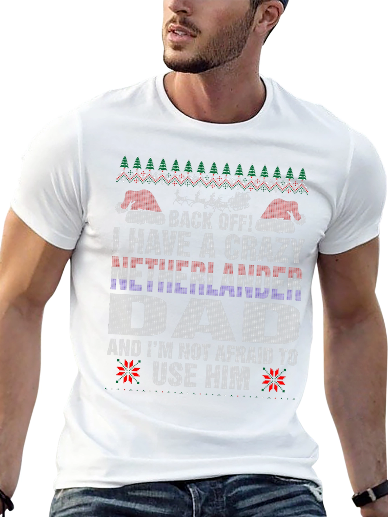 Crazy Netherlander Dad Ugly Christmas T-Shirt