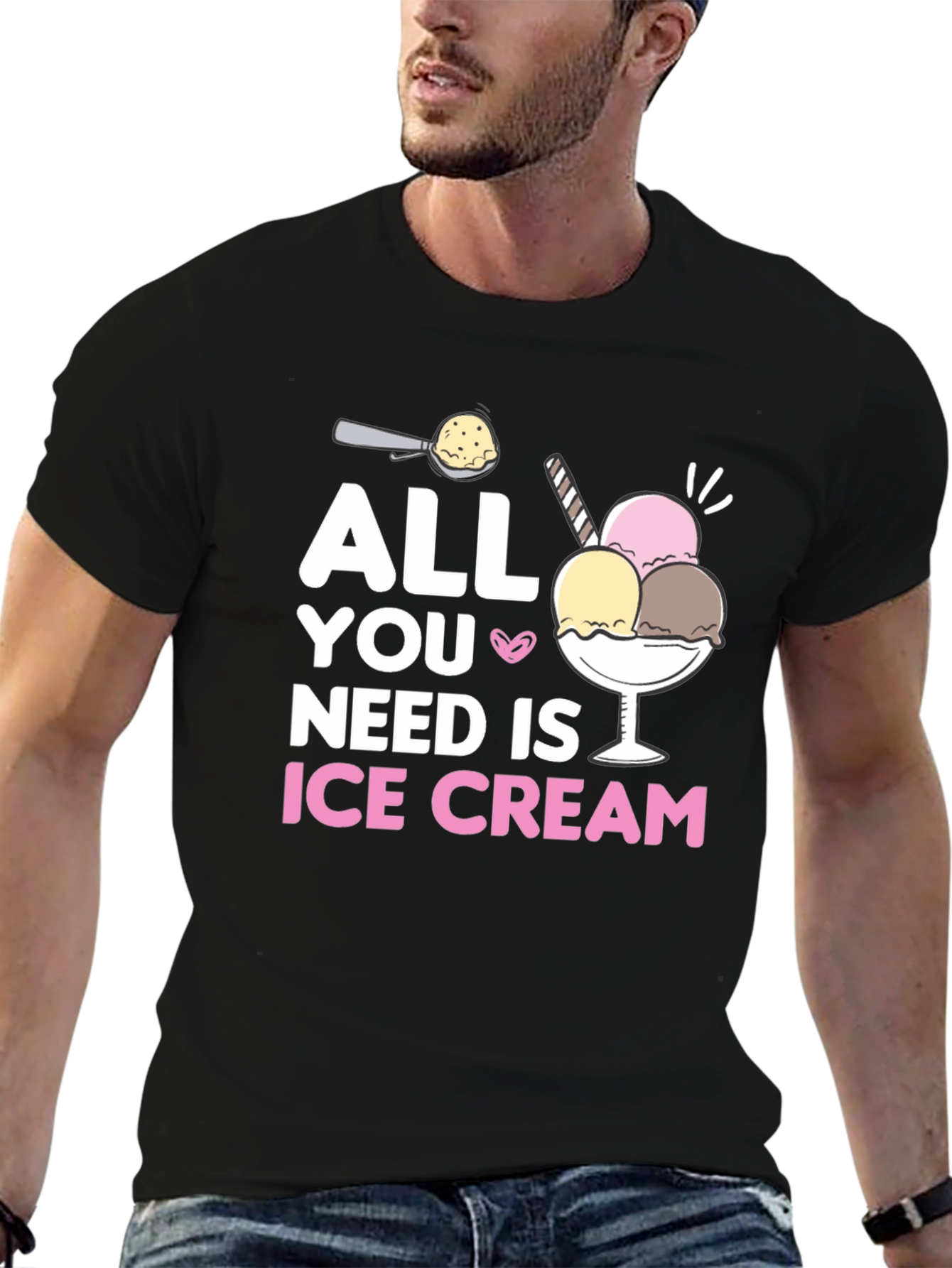 All You Need Is Ice Cream Black T-Shirt