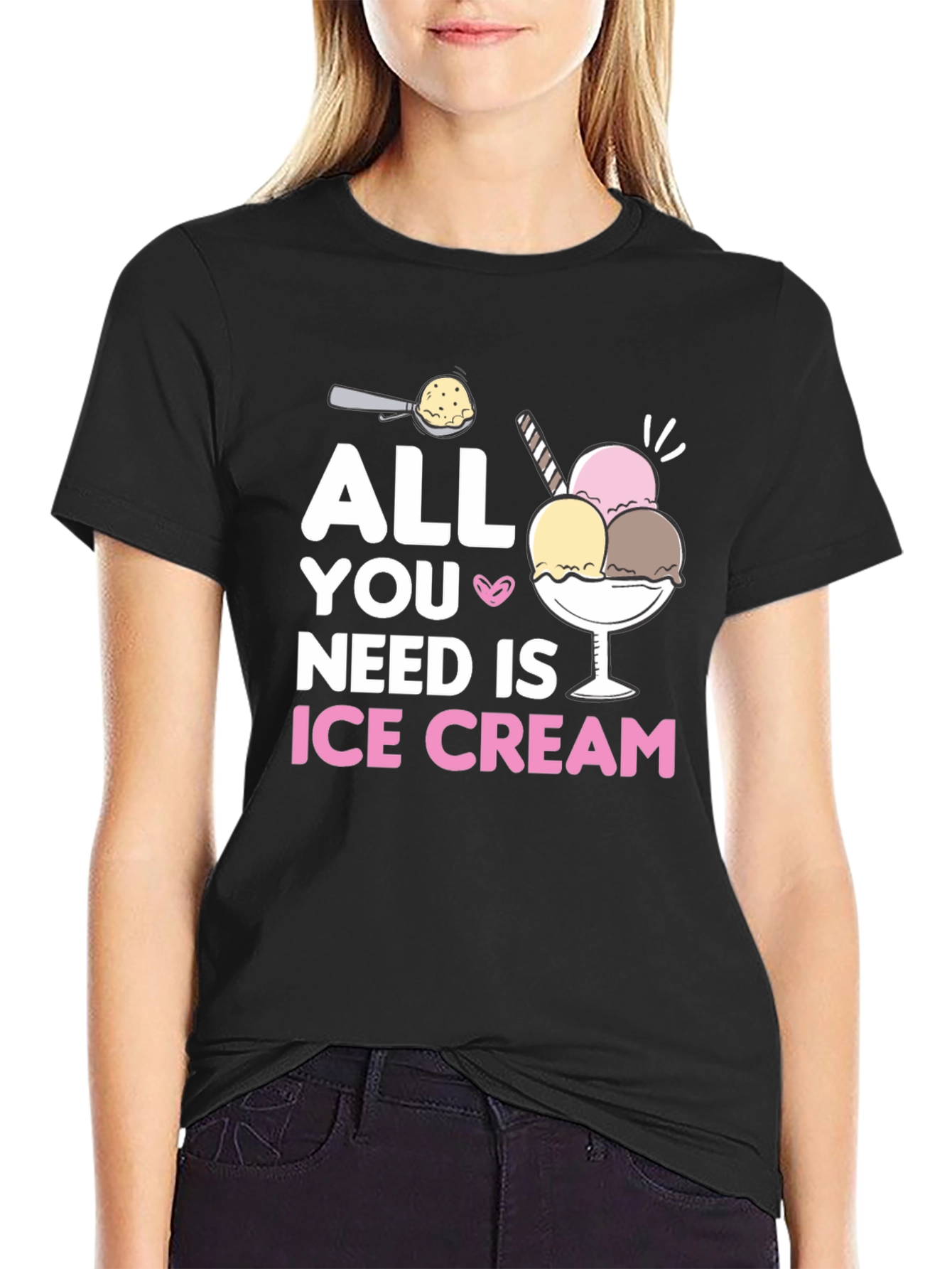 All You Need Is Ice Cream Black T-Shirt