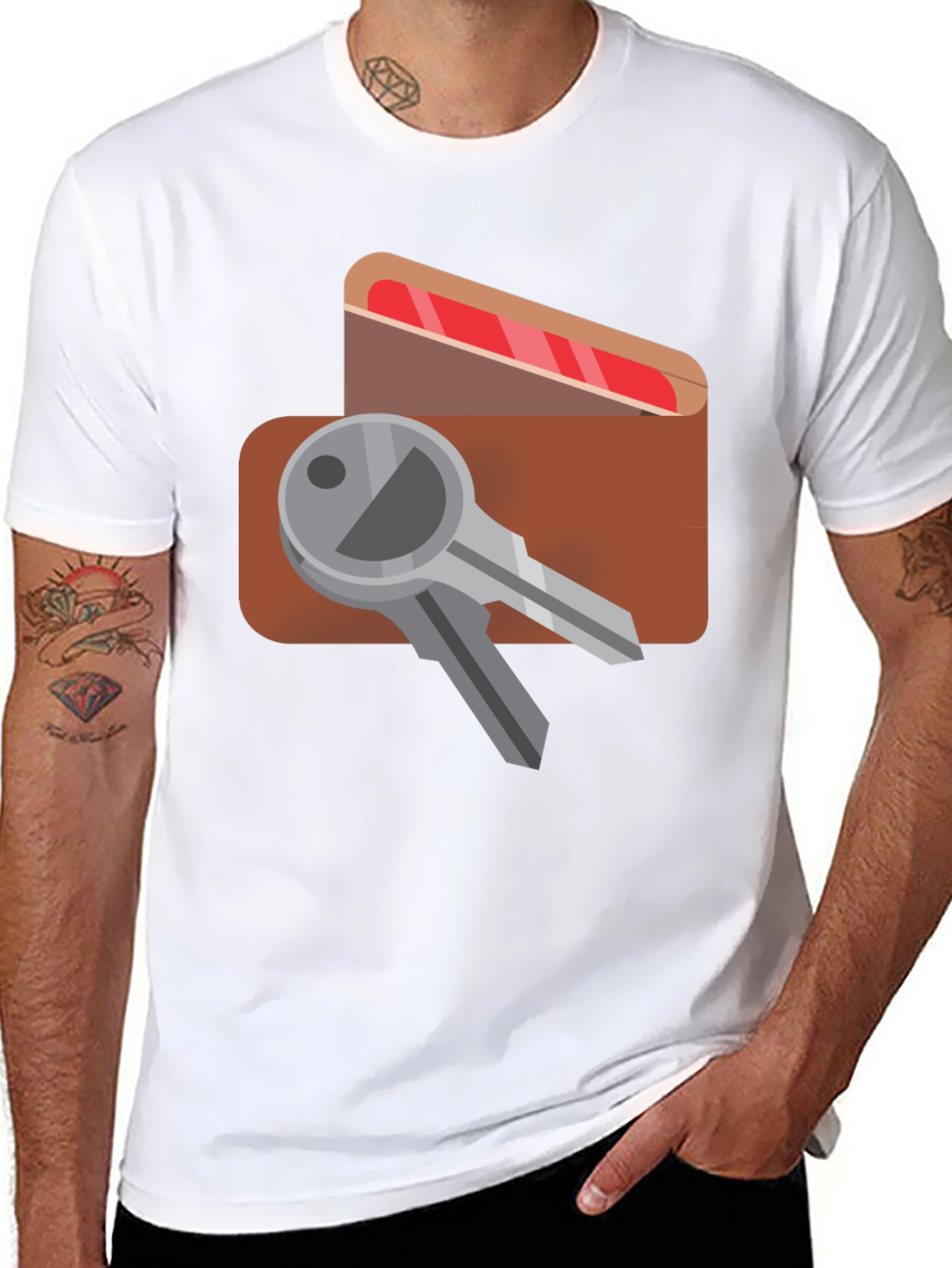 Keys & Wallet Graphic Black T-Shirt