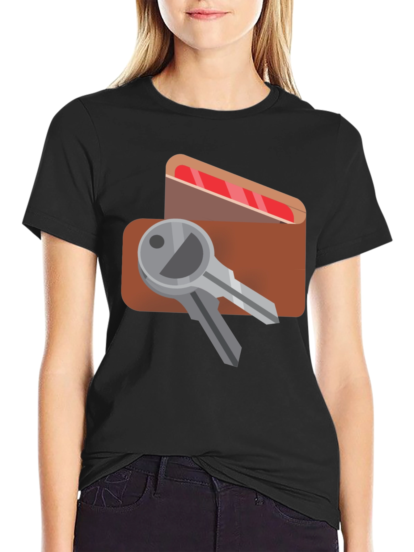 Keys & Wallet Graphic Black T-Shirt