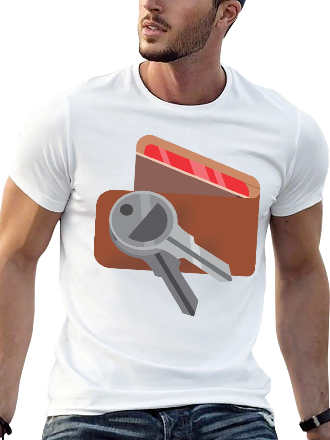 Keys & Wallet Graphic Black T-Shirt