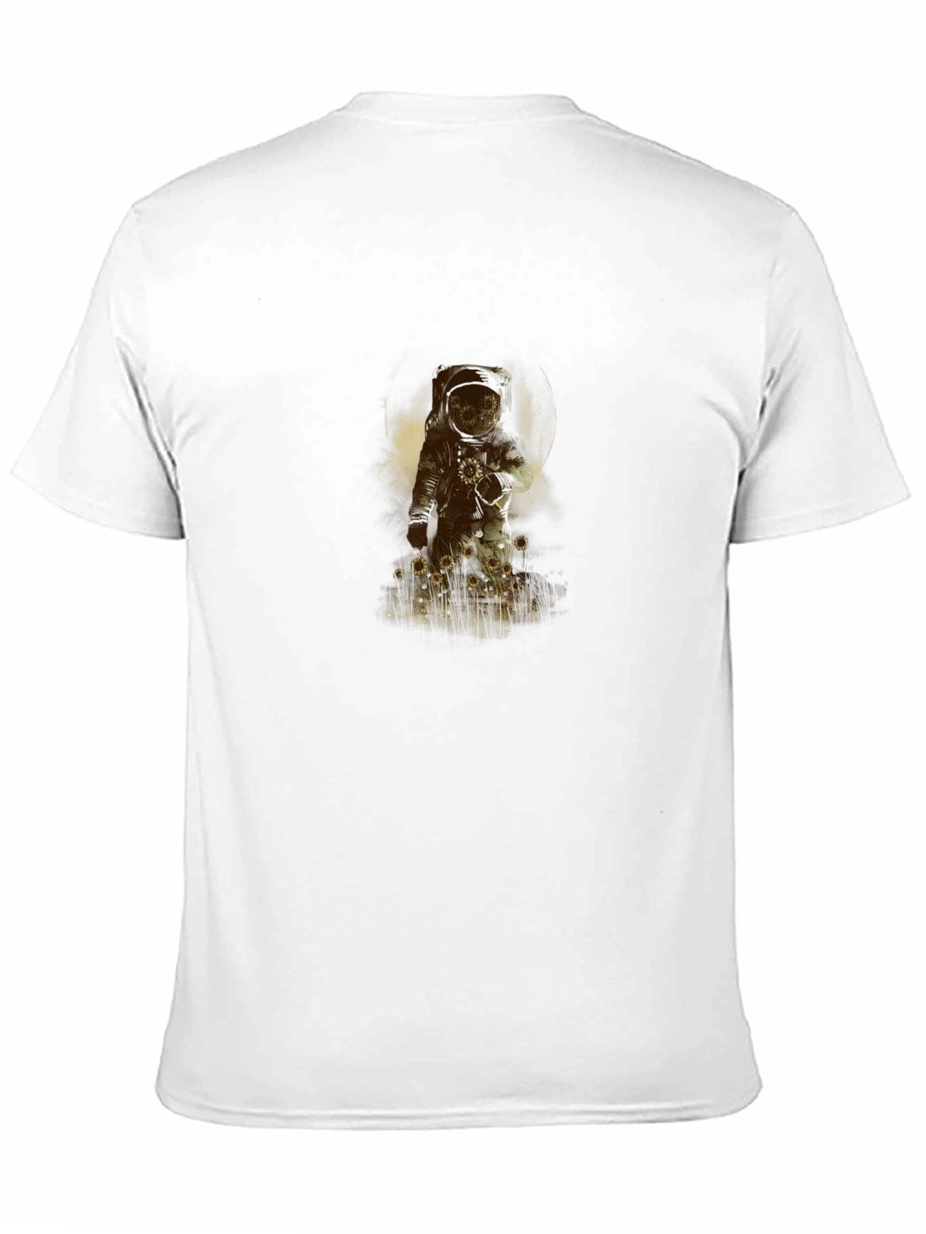 Astronaut Sunflower Graphic Black T-Shirt