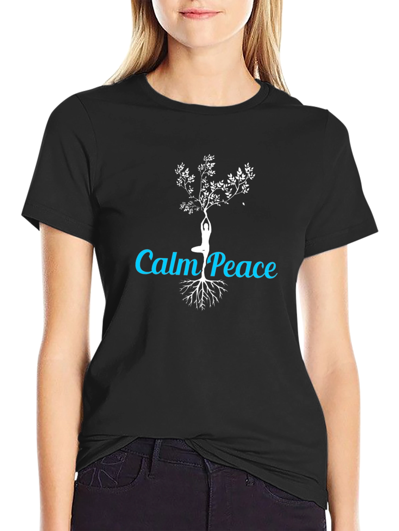 Calm Peace Yoga Tree Graphic T-Shirt