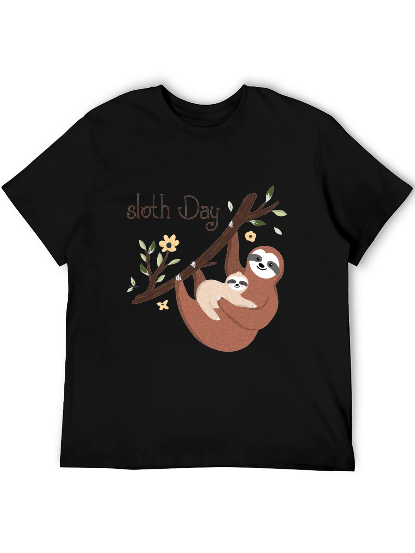 Sloth Day Black T-Shirt