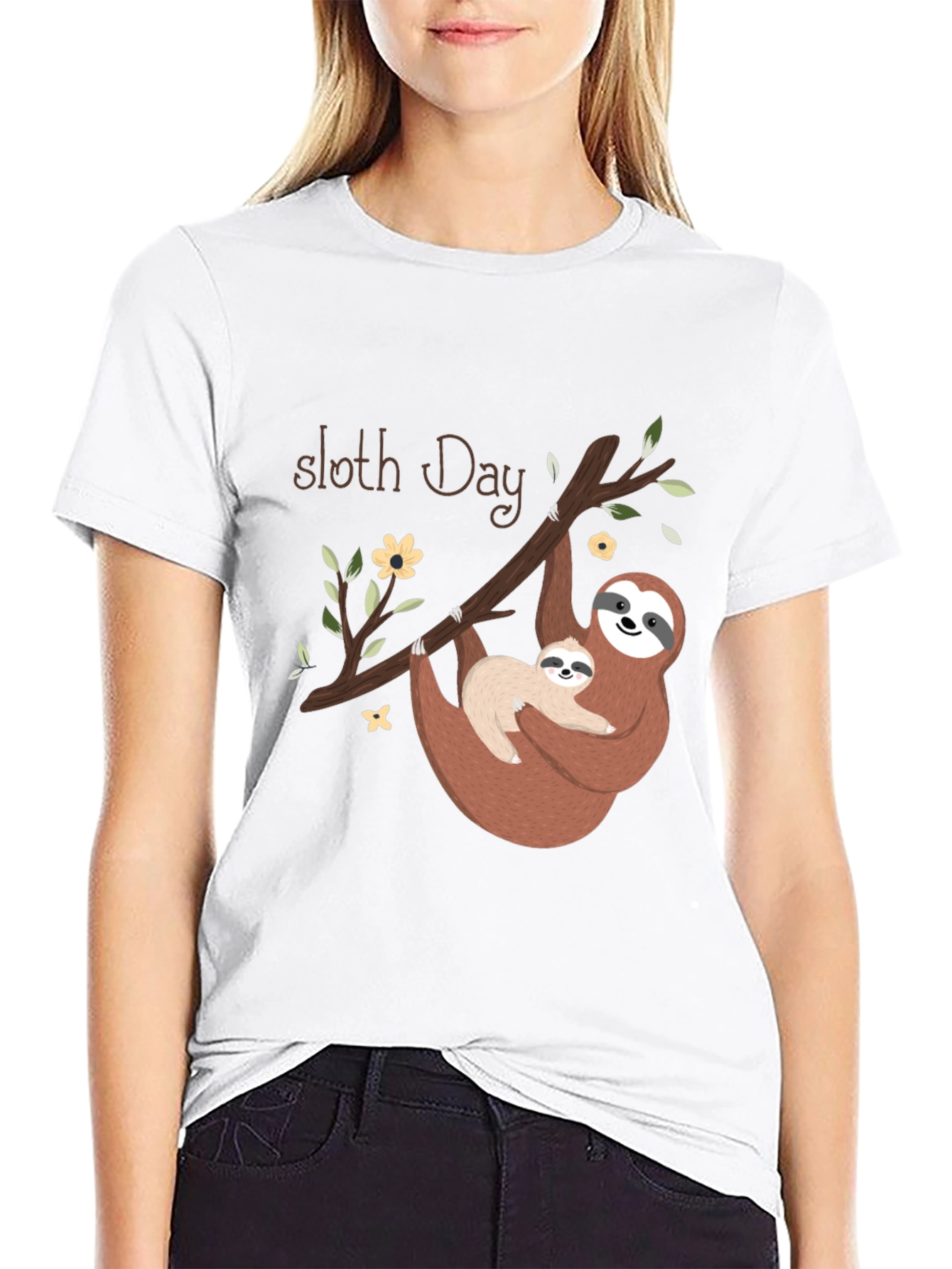 Sloth Day Black T-Shirt
