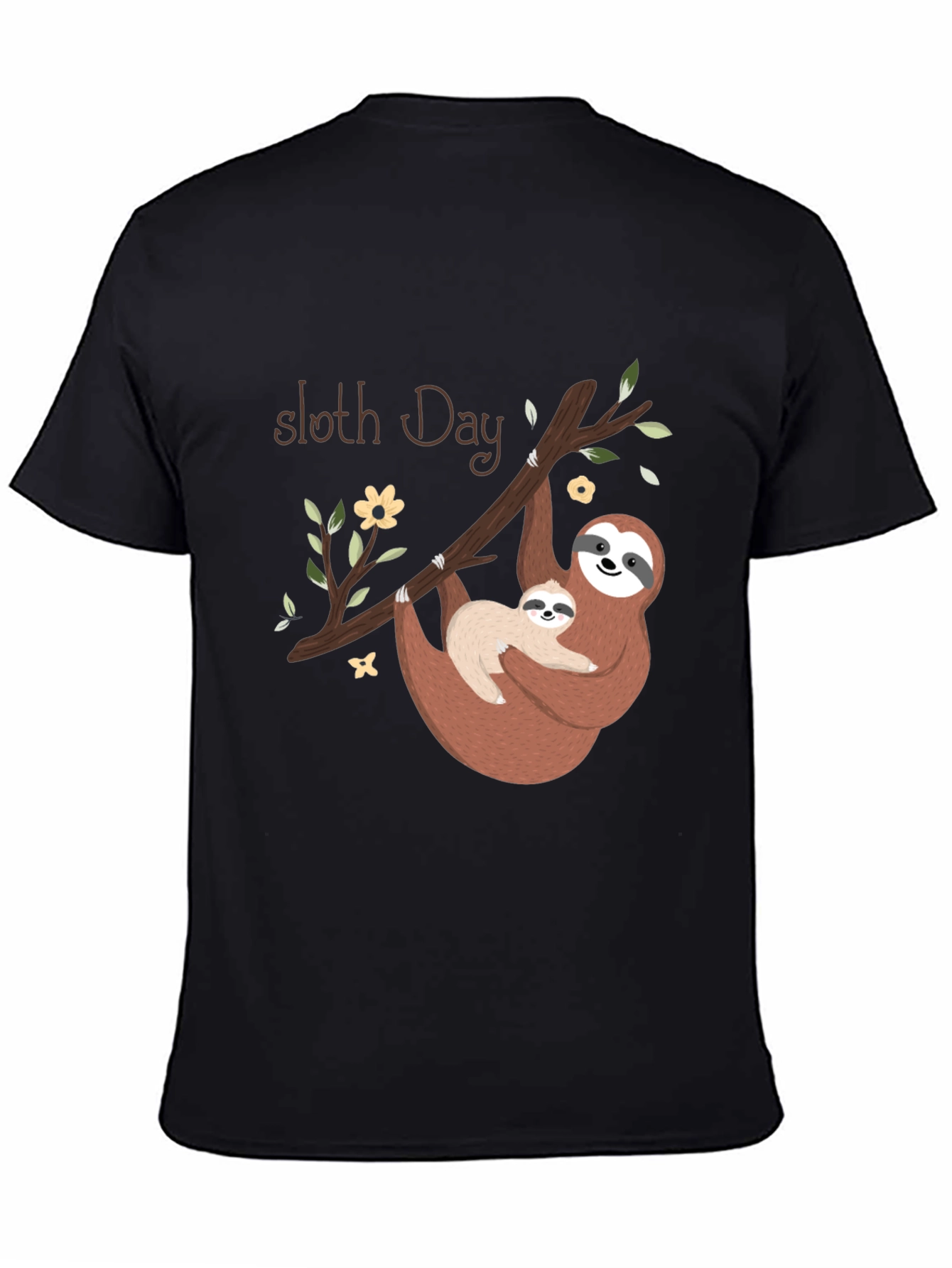 Sloth Day Black T-Shirt