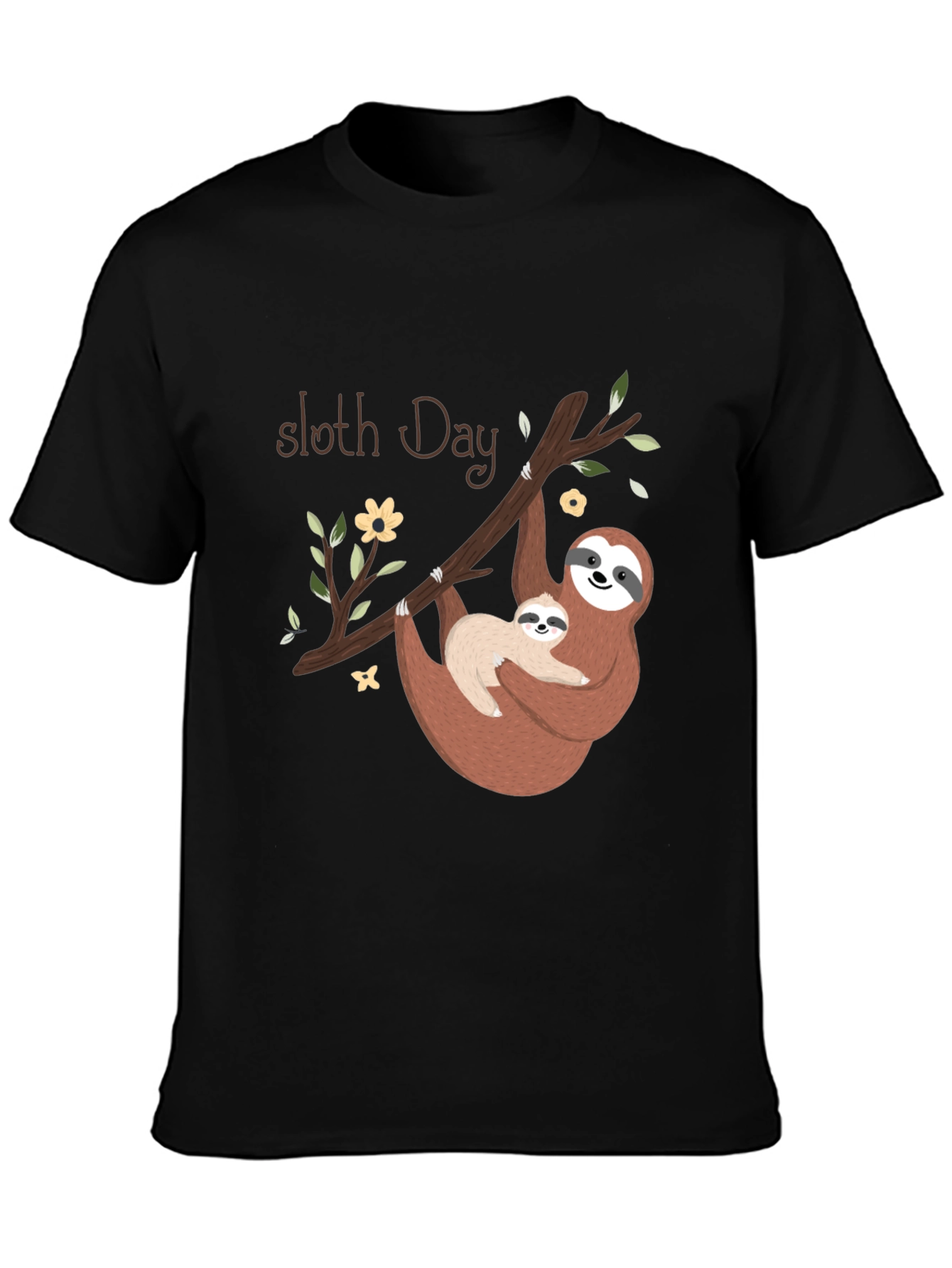 Sloth Day Black T-Shirt
