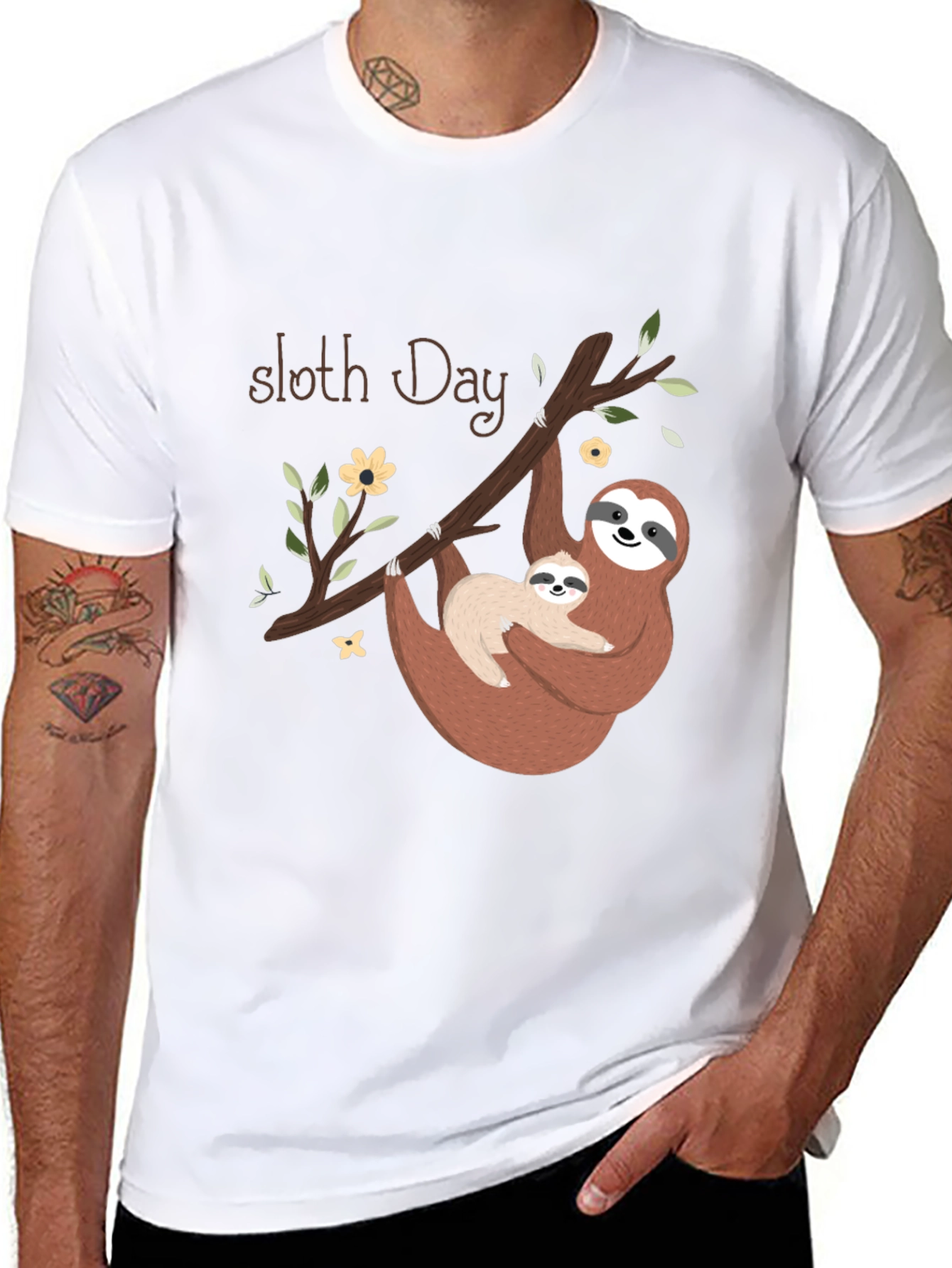 Sloth Day Black T-Shirt