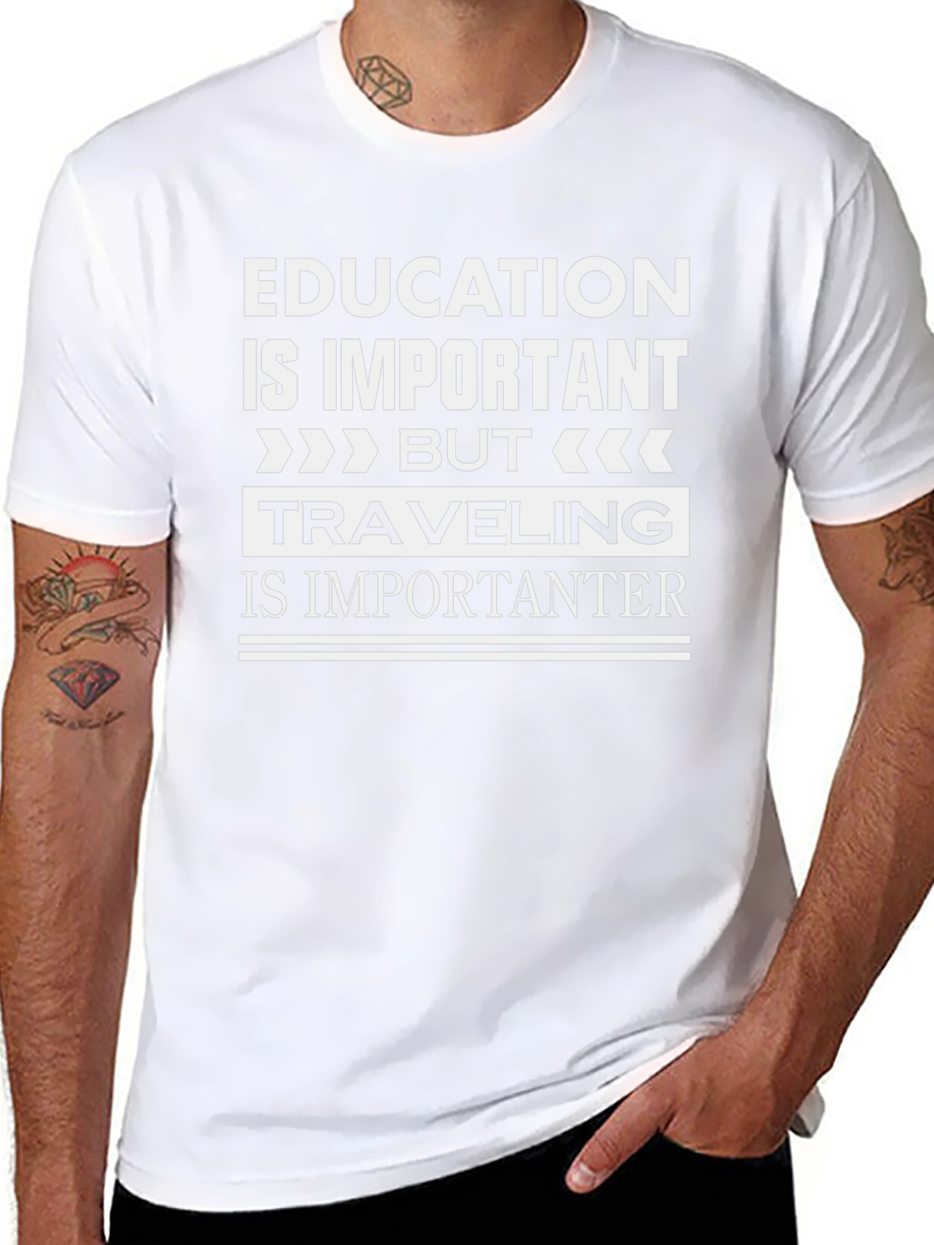 Education vs. Travel Graphic T-Shirt