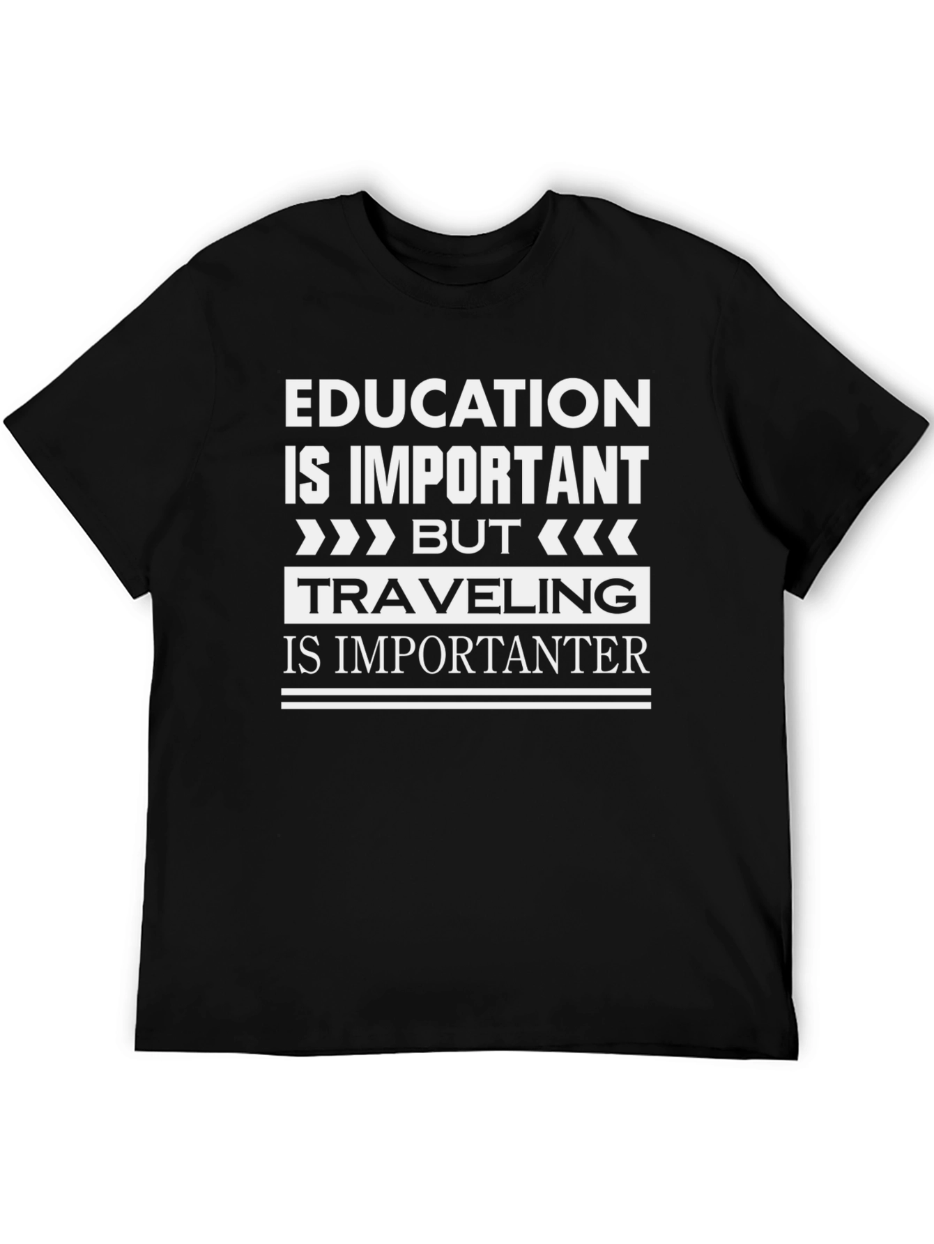 Education vs. Travel Graphic T-Shirt
