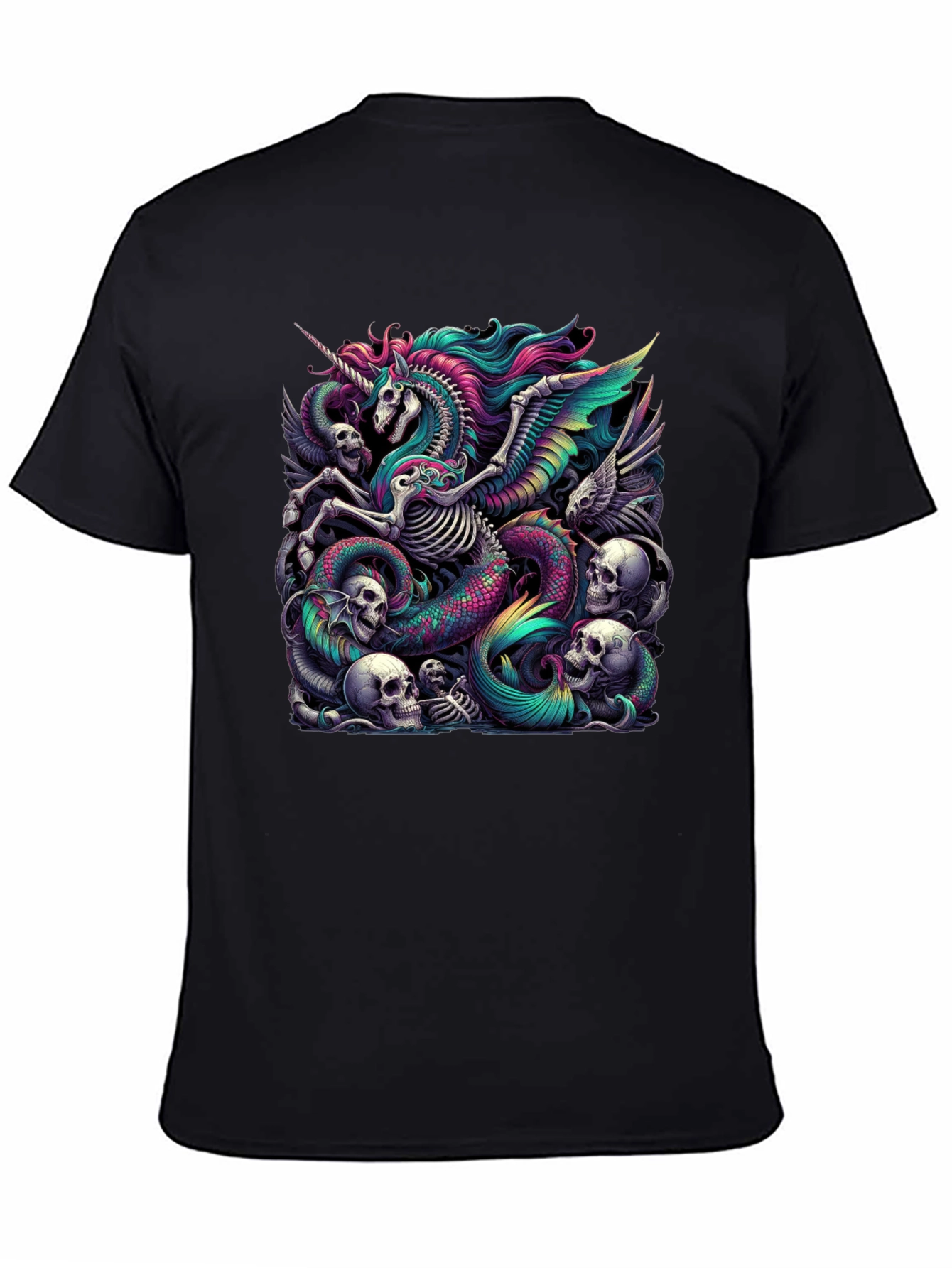 Unicorn Skeleton Graphic Tee - Black