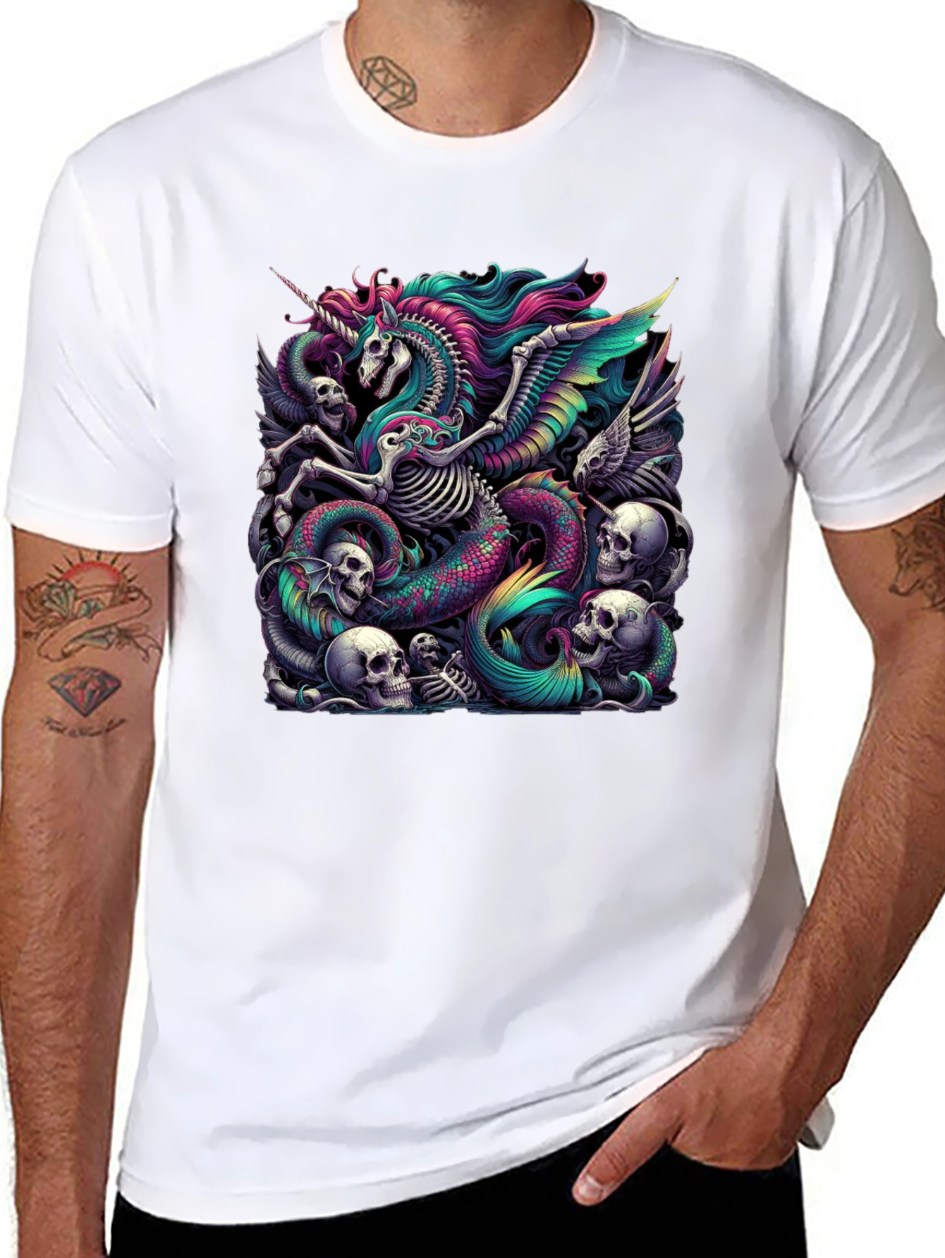 Unicorn Skeleton Graphic Tee - Black