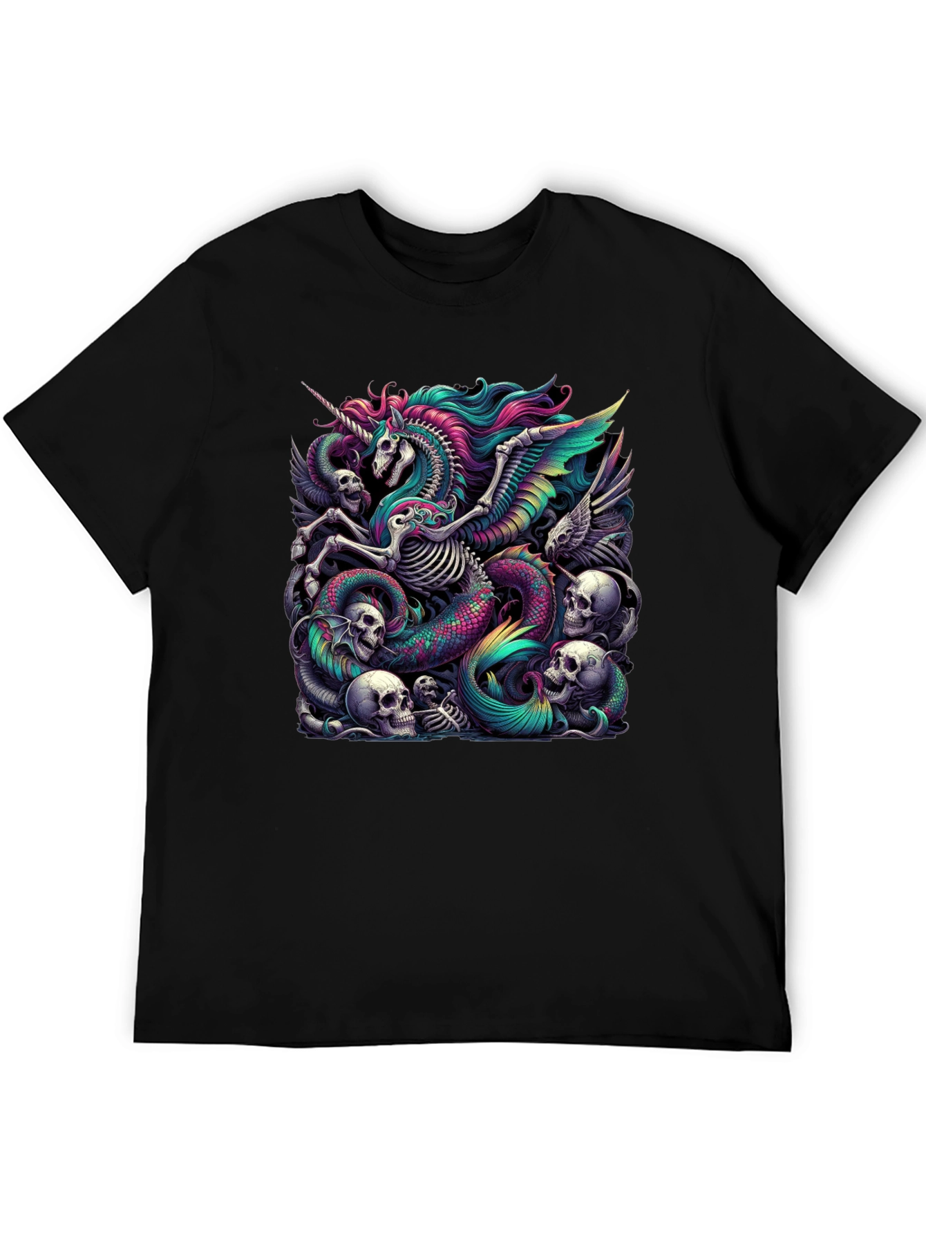 Unicorn Skeleton Graphic Tee - Black