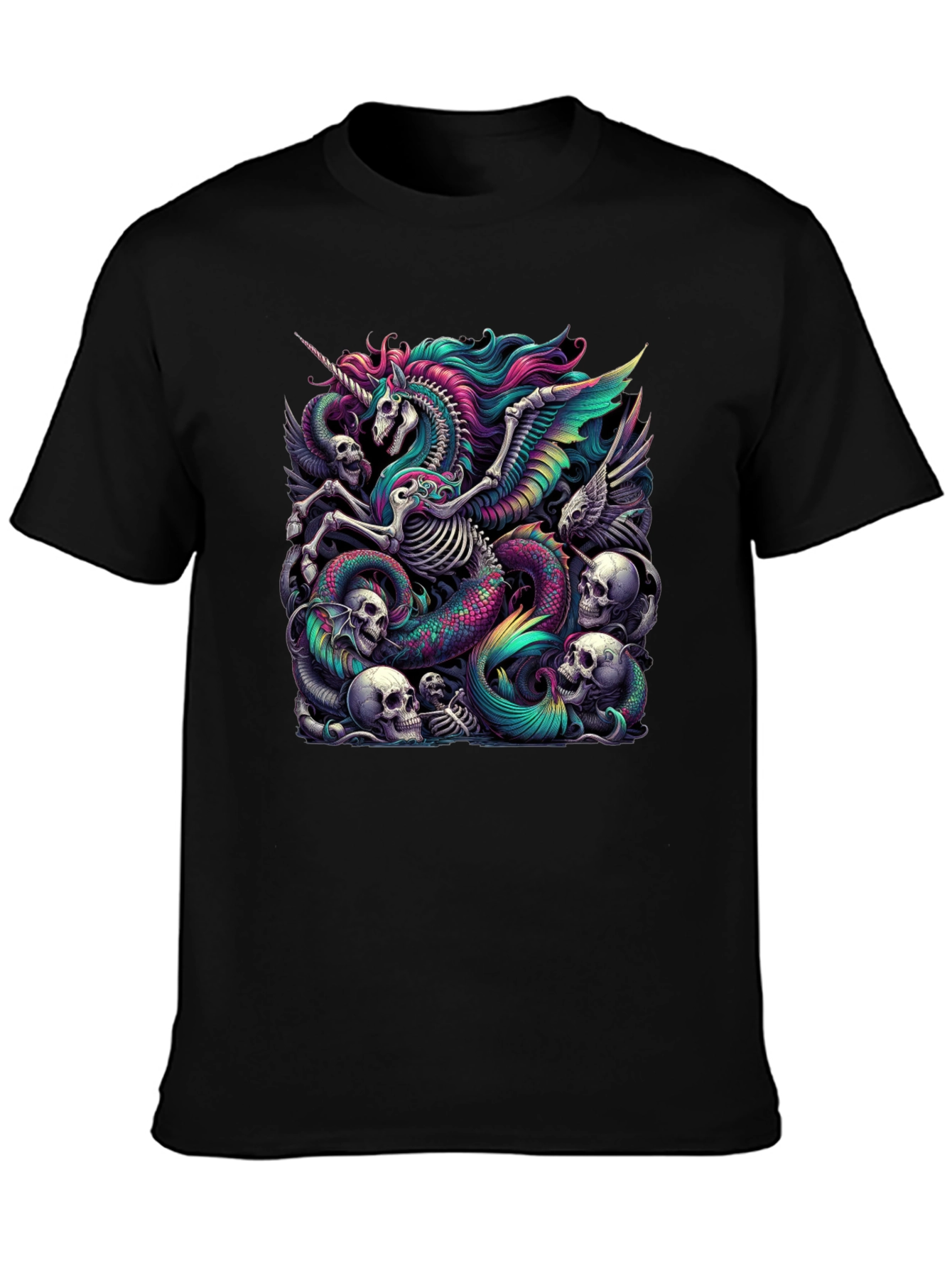 Unicorn Skeleton Graphic Tee - Black