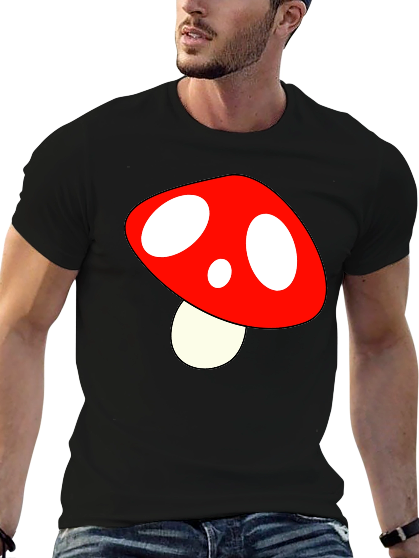 Mushroom Graphic Tee - Fun Stylish Black T-Shirt