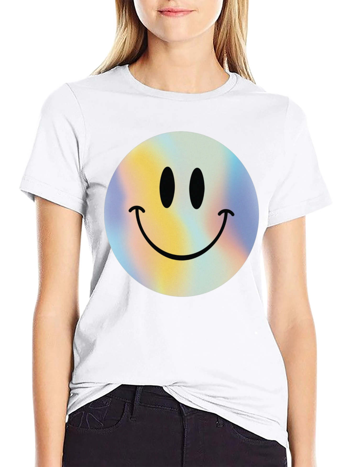 Retro Smiley Face Graphic Tee - Classic Black T-Shirt
