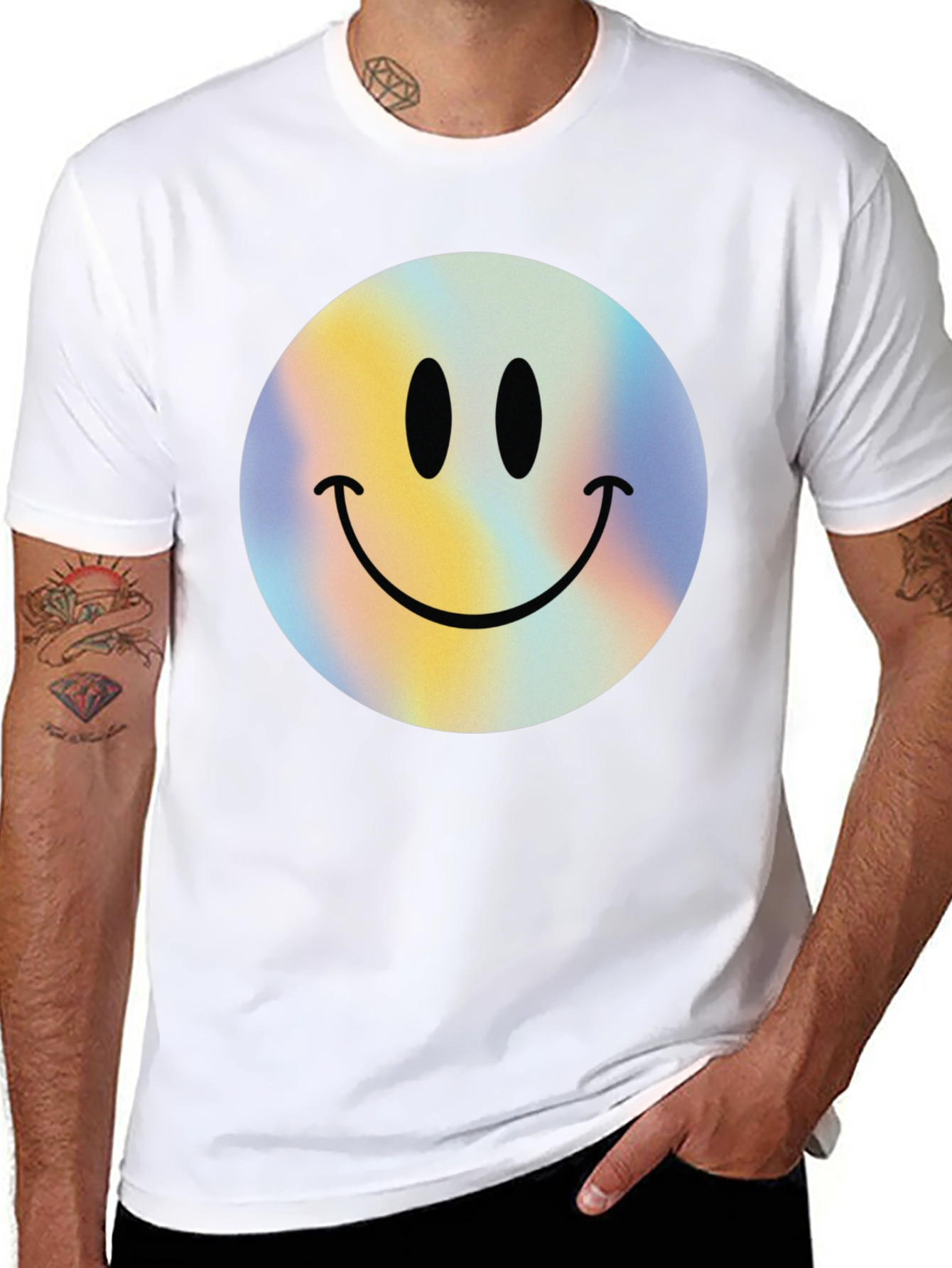 Retro Smiley Face Graphic Tee - Classic Black T-Shirt