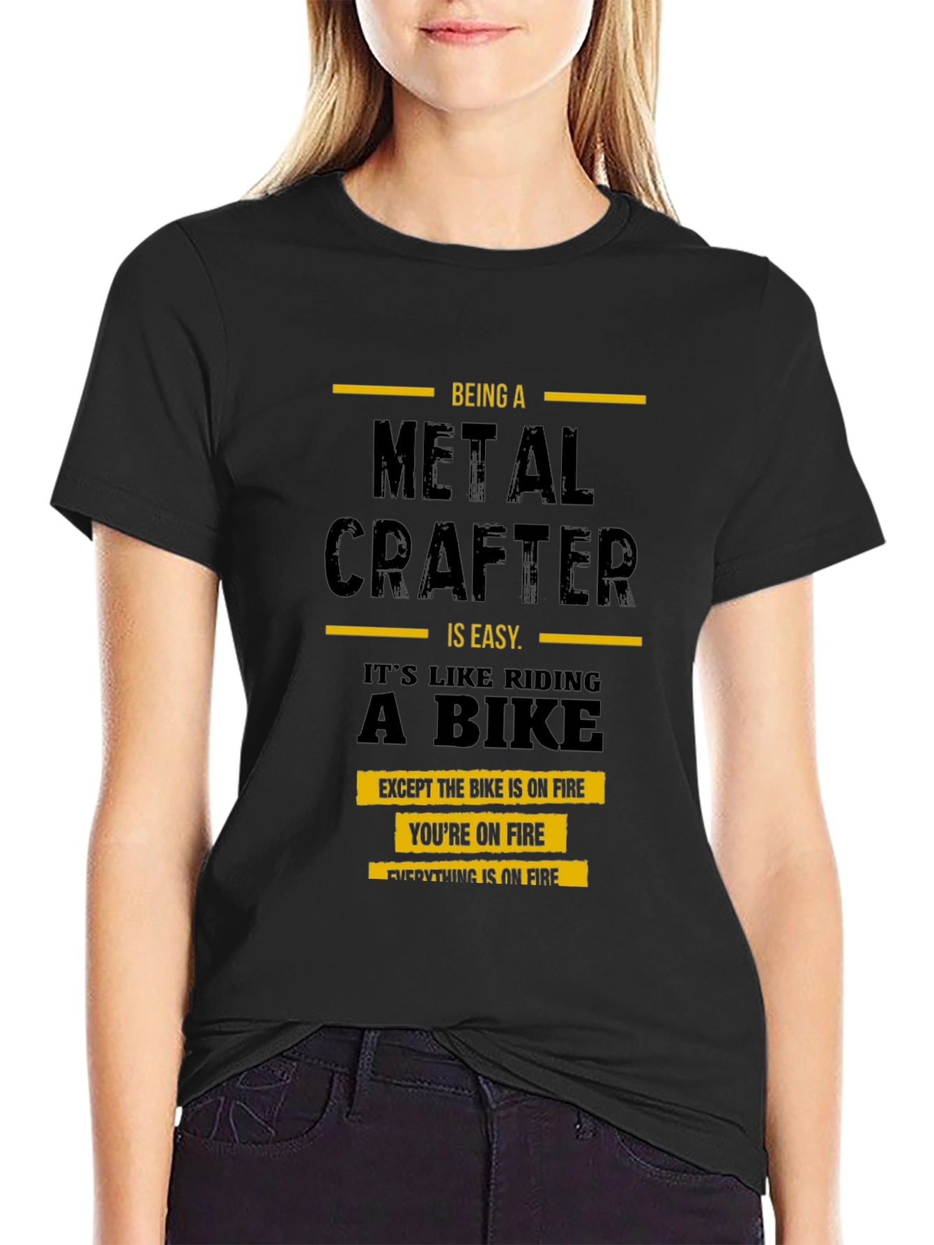 Metal Crafter T-Shirt: Riding a Bike on Fire