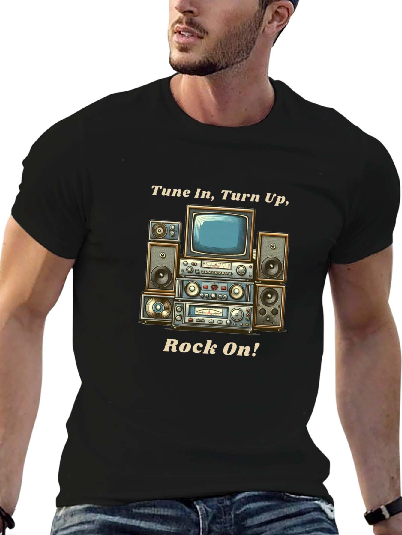 Tune In Turn Up Rock On! Graphic T-Shirt