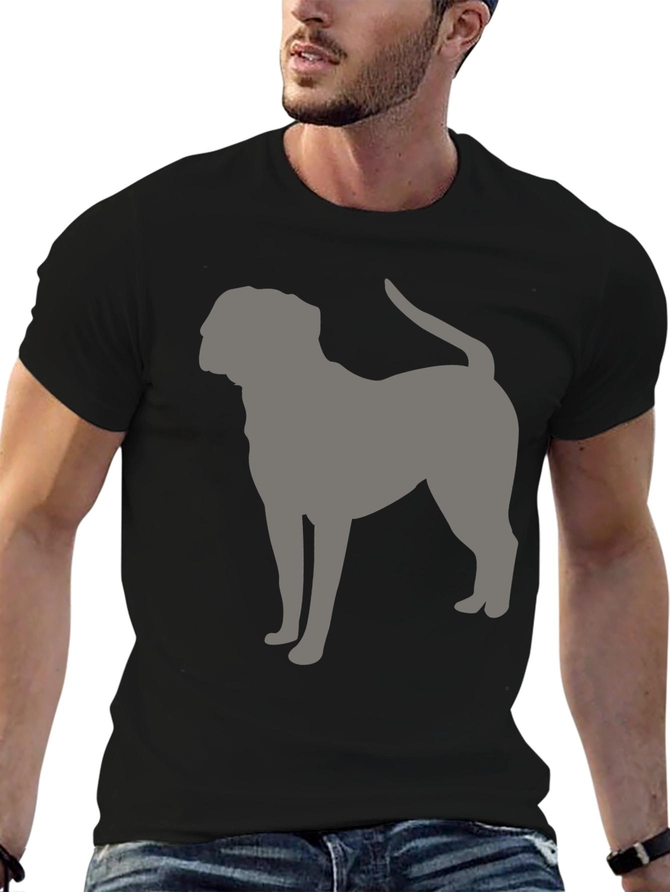 Dog Silhouette Graphic Tee - Black