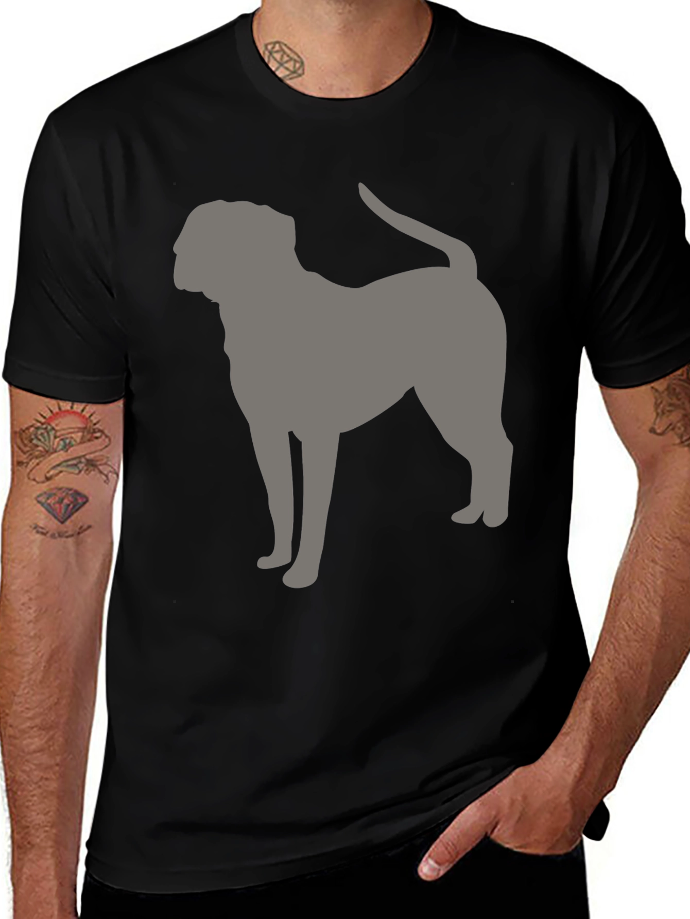 Dog Silhouette Graphic Tee - Black