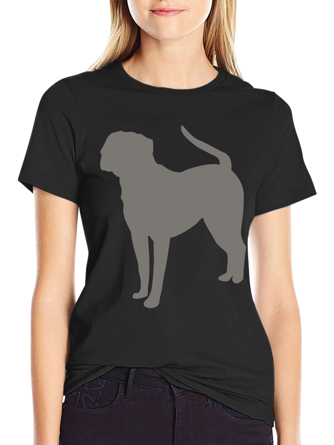 Dog Silhouette Graphic Tee - Black