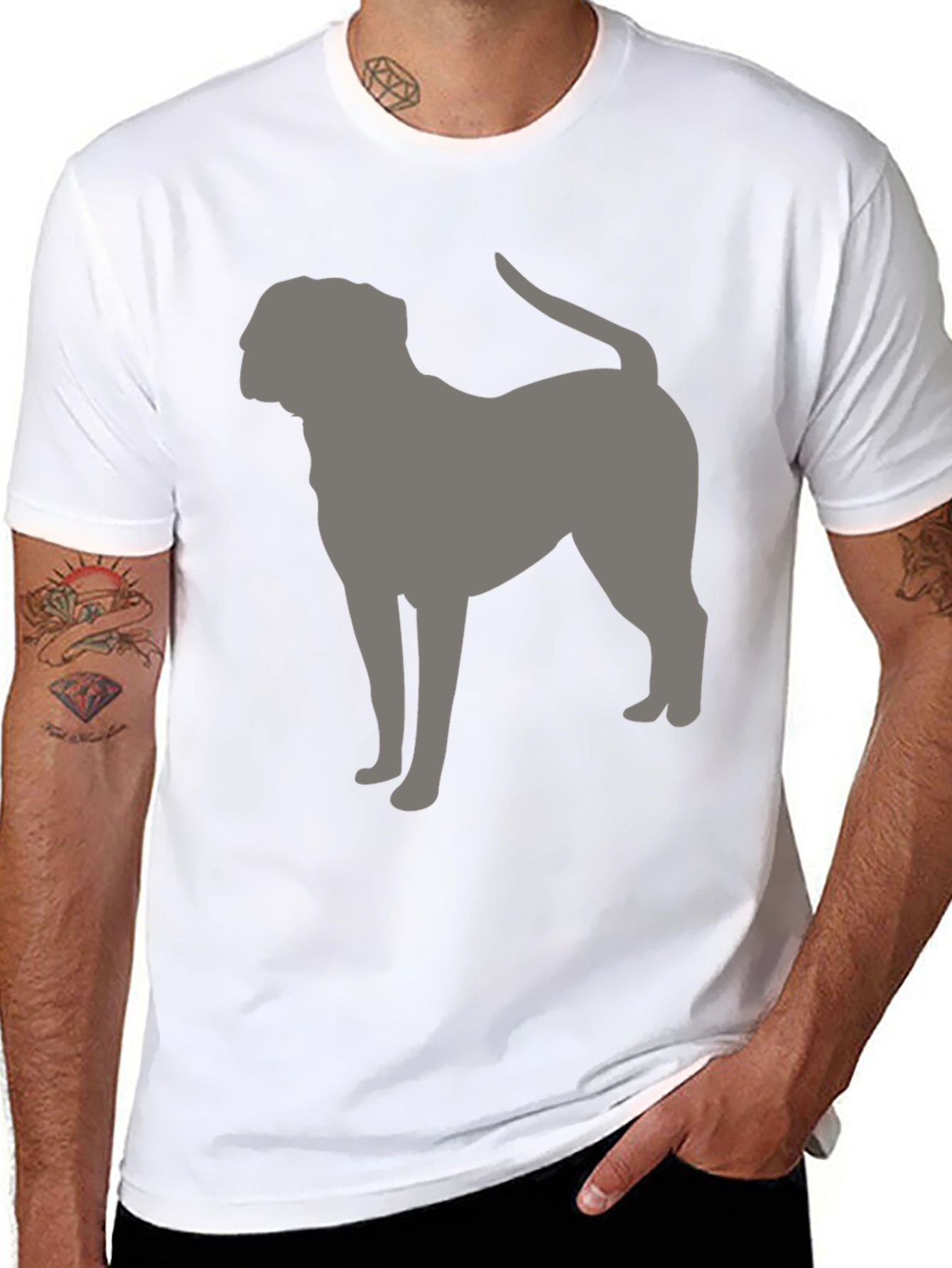 Dog Silhouette Graphic Tee - Black