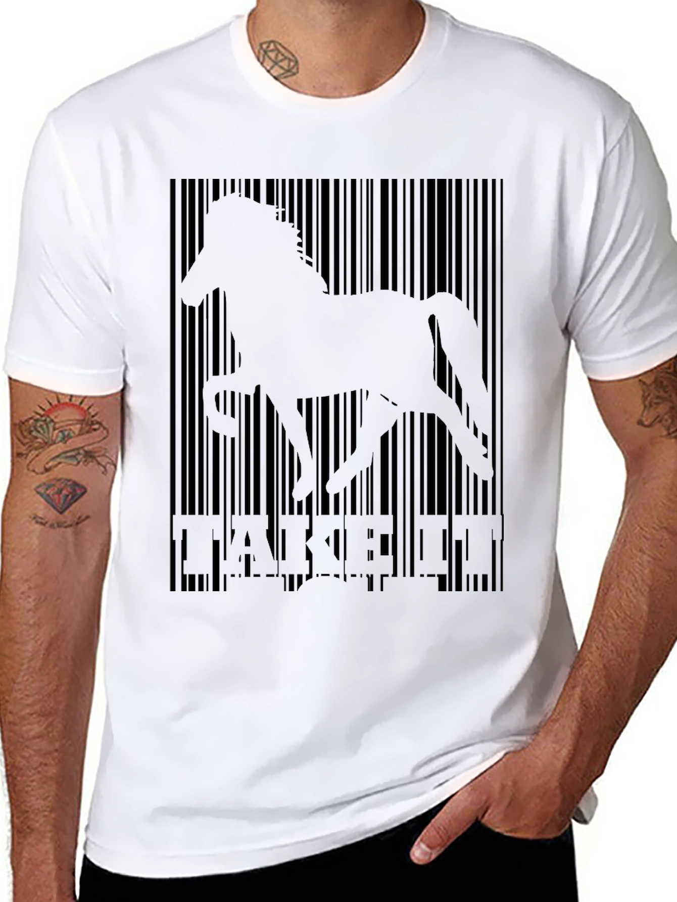 Black Barcode Horse Graphic Tee - Take It